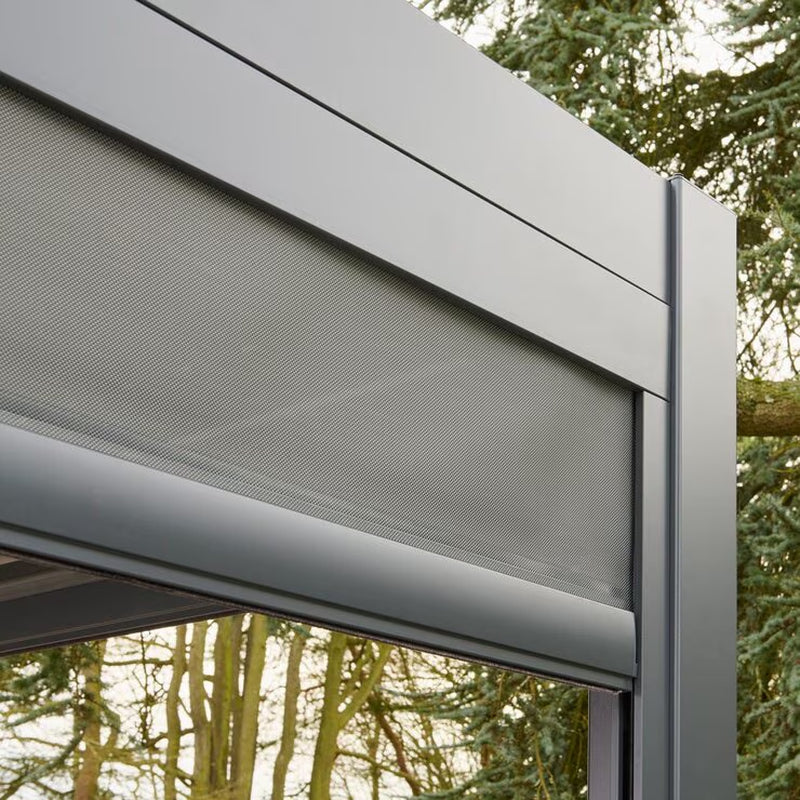 9Ft 7" X 12Ft 10" (2.9 X 3.9M) Louvered Aluminium Pergola Bundle with Pull-Down Screens & LED Lights