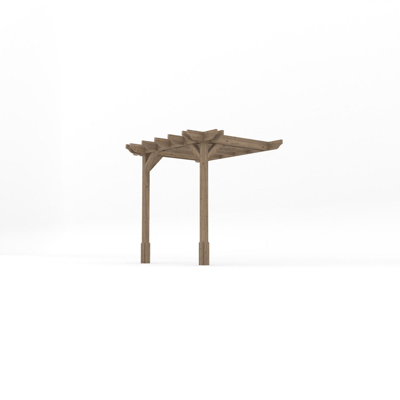 Wall Mounted Double Premium Pergola - Rustic Brown - 2.4m Depth x 2.4m Length - image 2