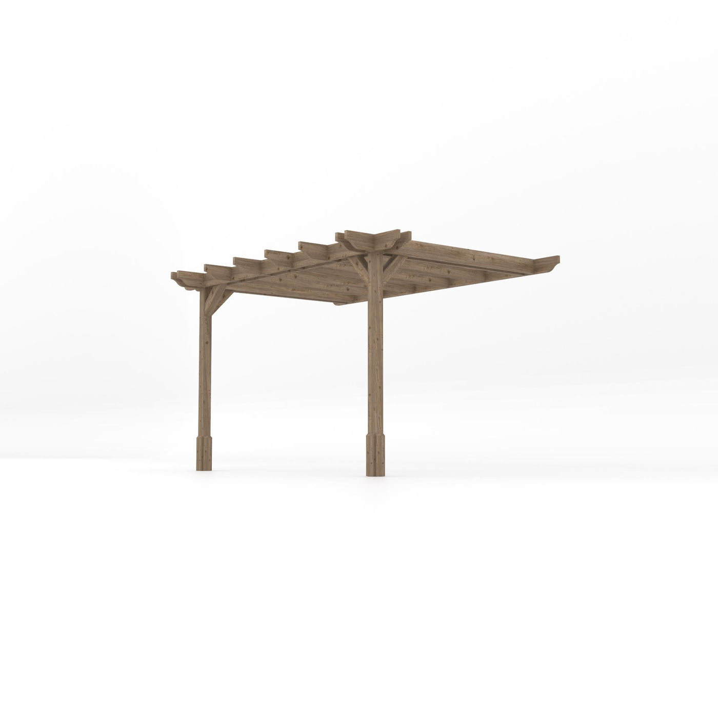 Wall Mounted Double Premium Pergola - Rustic Brown - 2.4m Depth x 3.6m Length - image 2