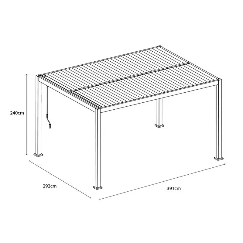9Ft 7" X 12Ft 10" (2.9 X 3.9M) Louvered Aluminium Pergola Bundle with Pull-Down Screens & LED Lights