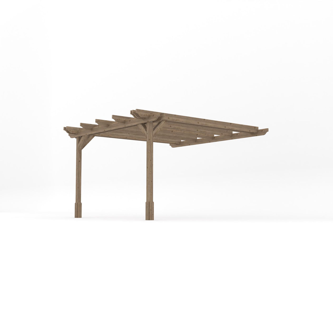 Wall Mounted Double Garden Pergola - Rustic Brown - 3.6m Depth x 3.6m Length - image 2
