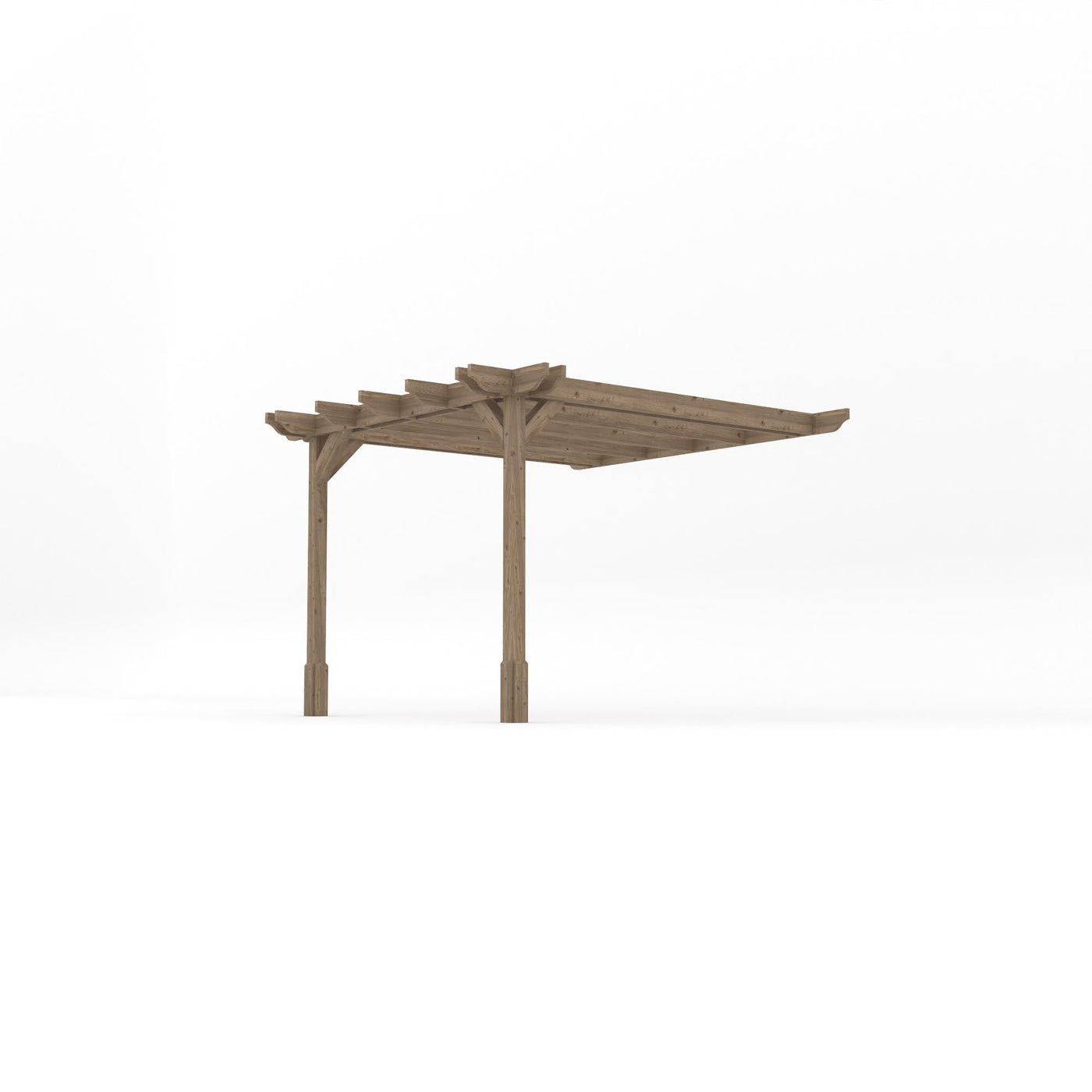 Wall Mounted Double Premium Pergola - Rustic Brown - 3.6m Depth x 3.6m Length - image 2