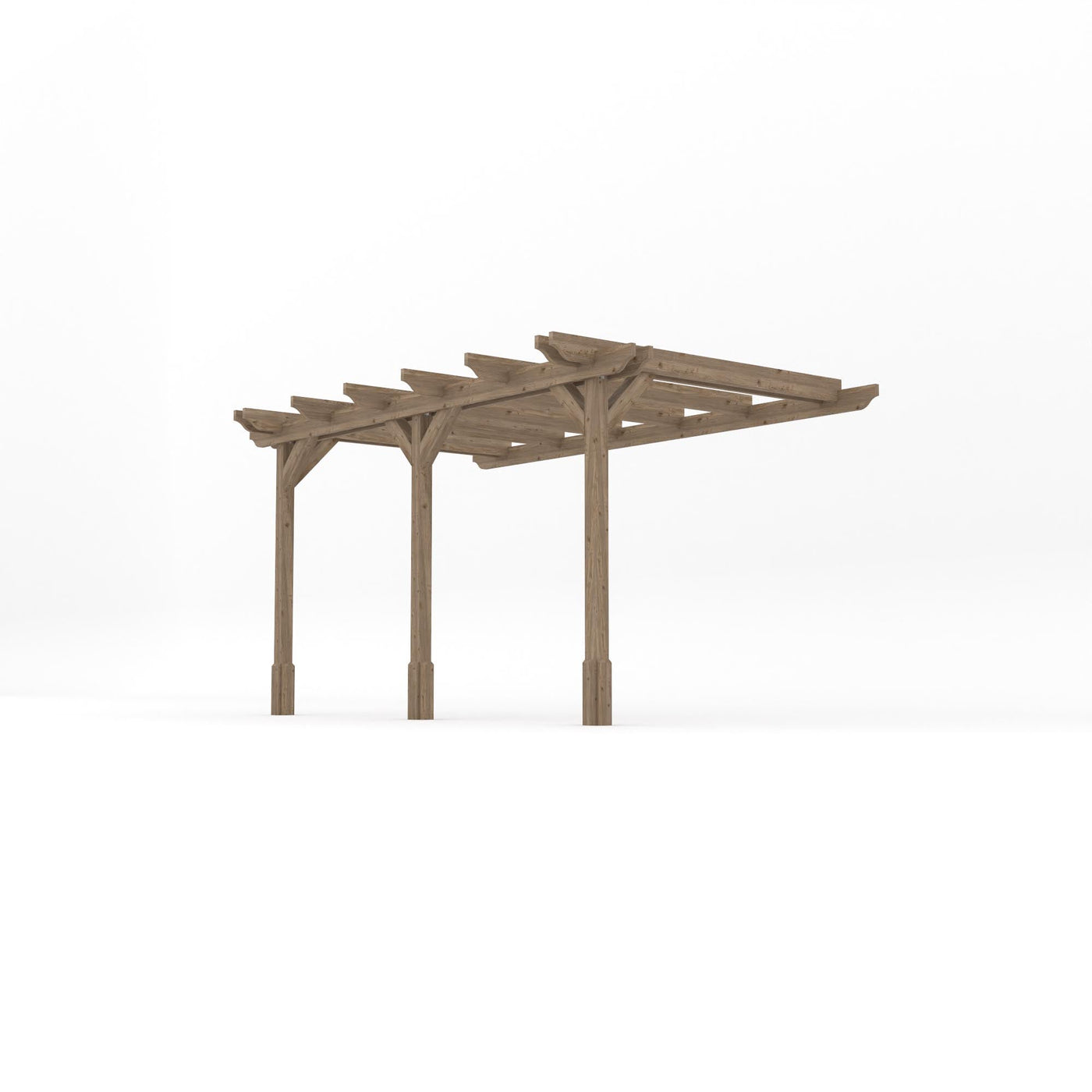 Wall Mounted Double Garden Pergola - Rustic Brown - 1.8m Depth x 4.2m Length - image 2