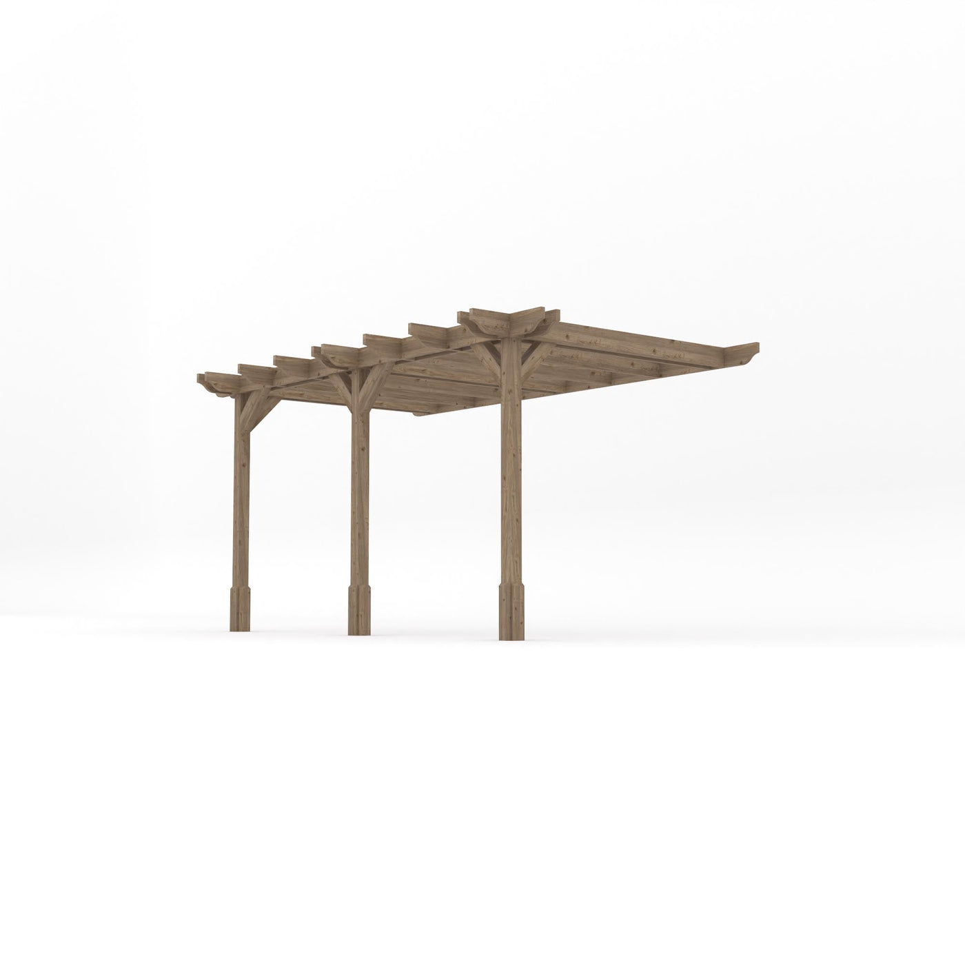 Wall Mounted Double Premium Pergola - Rustic Brown - 1.8m Depth x 4.2m Length - image 2