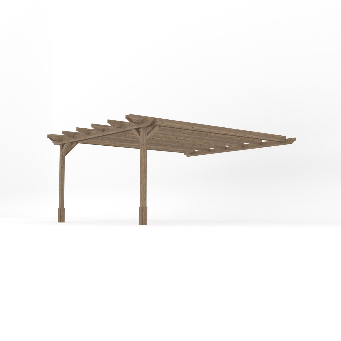 Wall Mounted Double Garden Pergola - Rustic Brown - 4.2m Depth x 4.2m Length - image 2