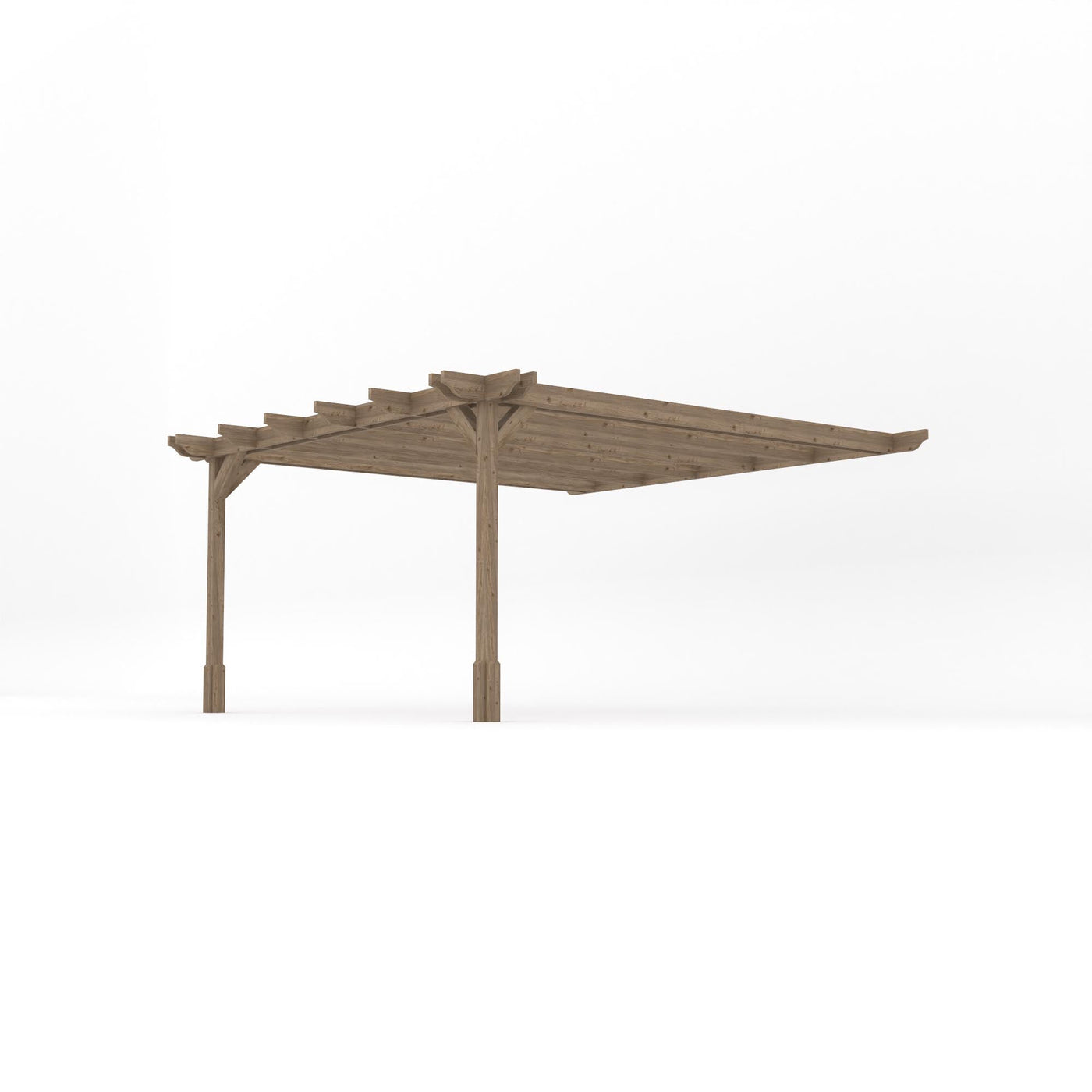 Wall Mounted Double Premium Pergola - Rustic Brown - 4.2m Depth x 4.2m Length - image 2
