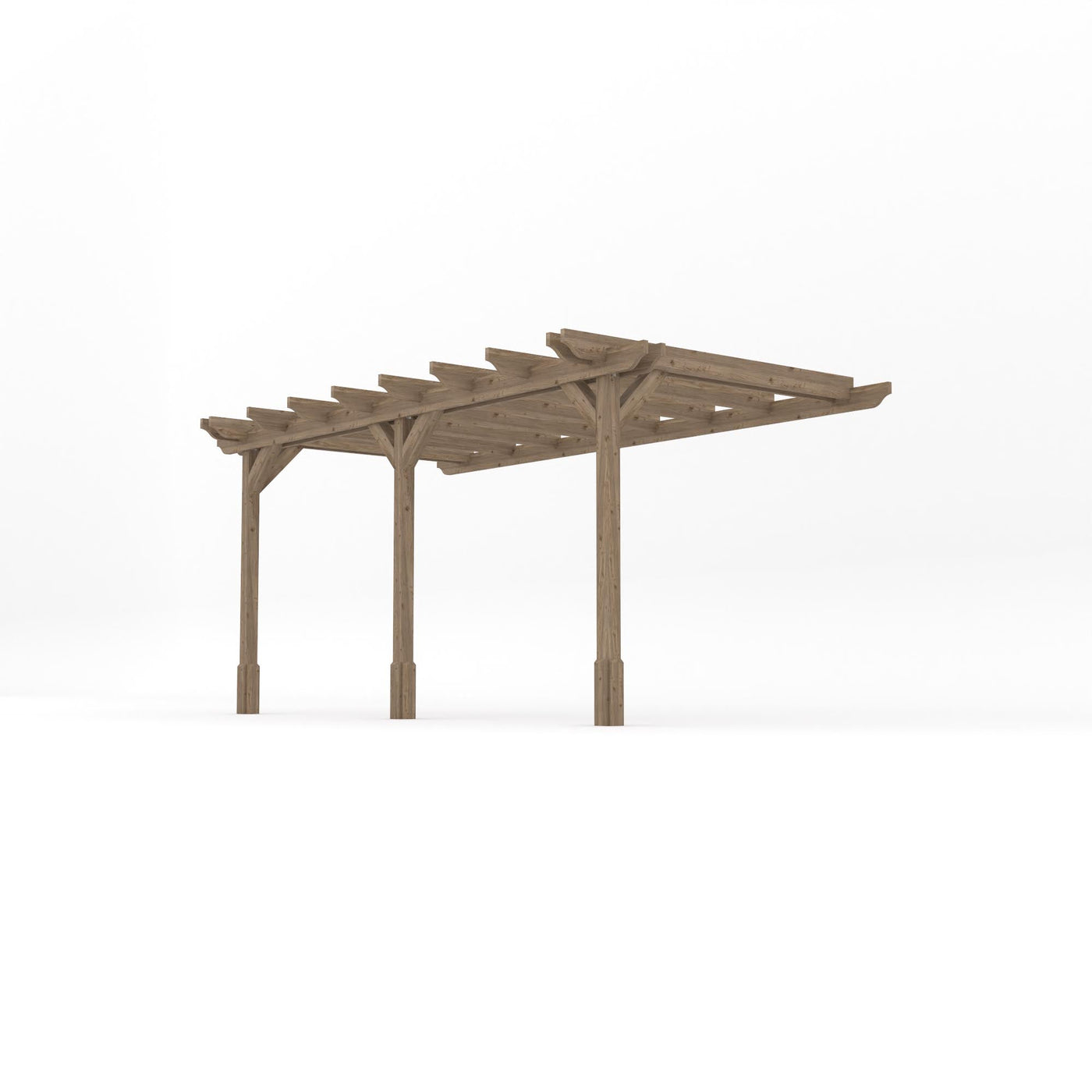 Wall Mounted Double Garden Pergola - Rustic Brown - 1.8m Depth x 4.8m Length - image 2