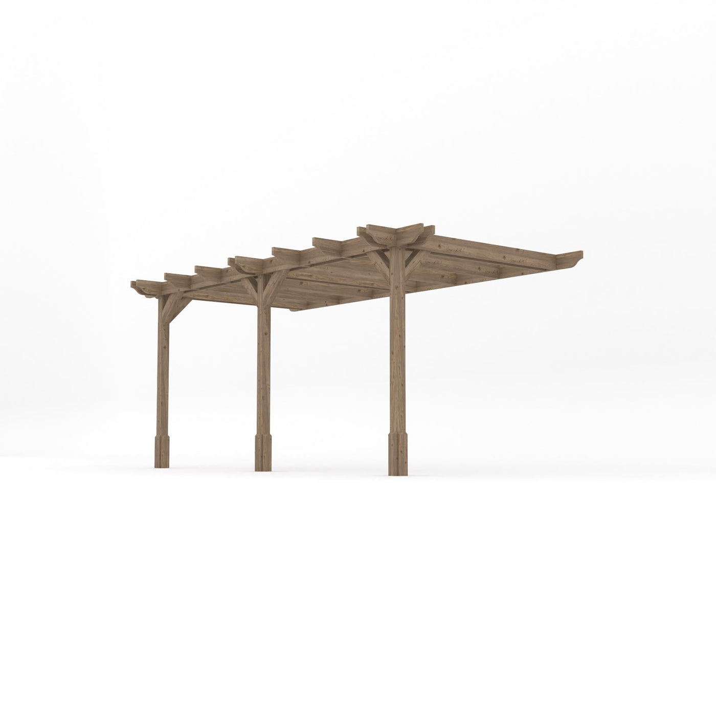Wall Mounted Double Premium Pergola - Rustic Brown - 2.4m Depth x 4.8m Length - image 2