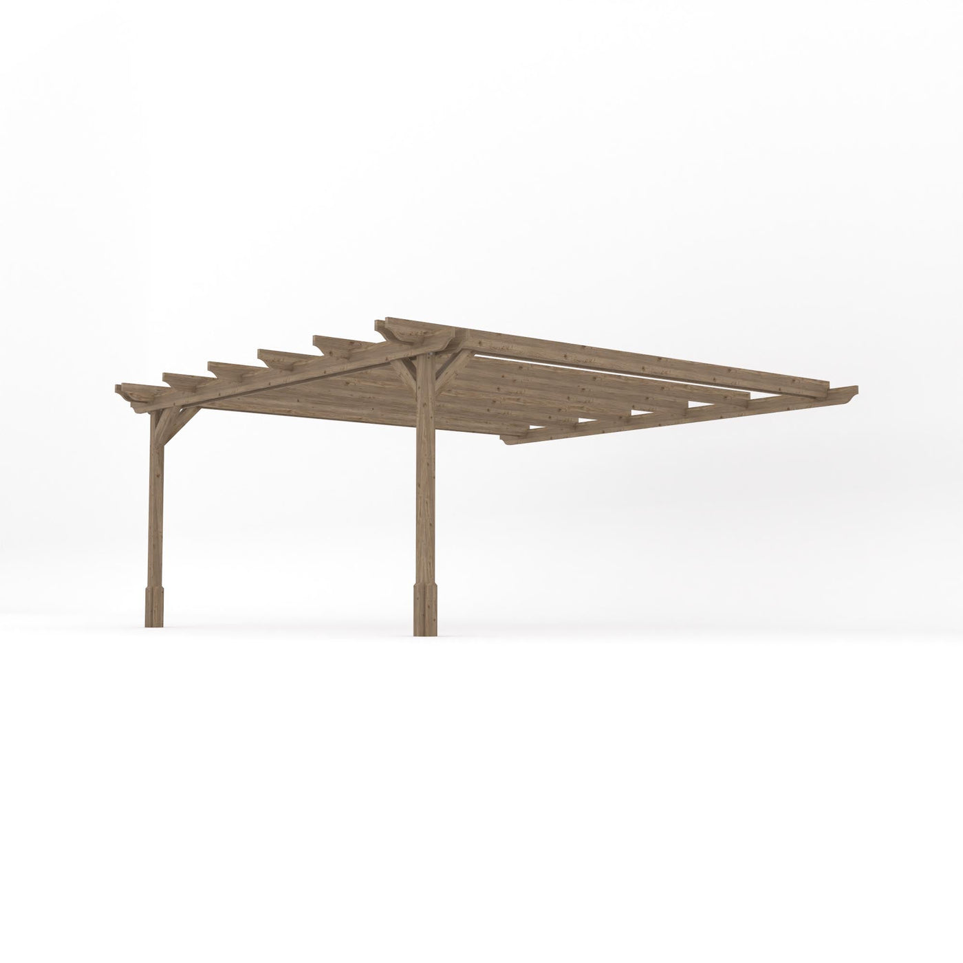 Wall Mounted Double Garden Pergola - Rustic Brown - 4.8m Depth x 4.8m Length - image 2