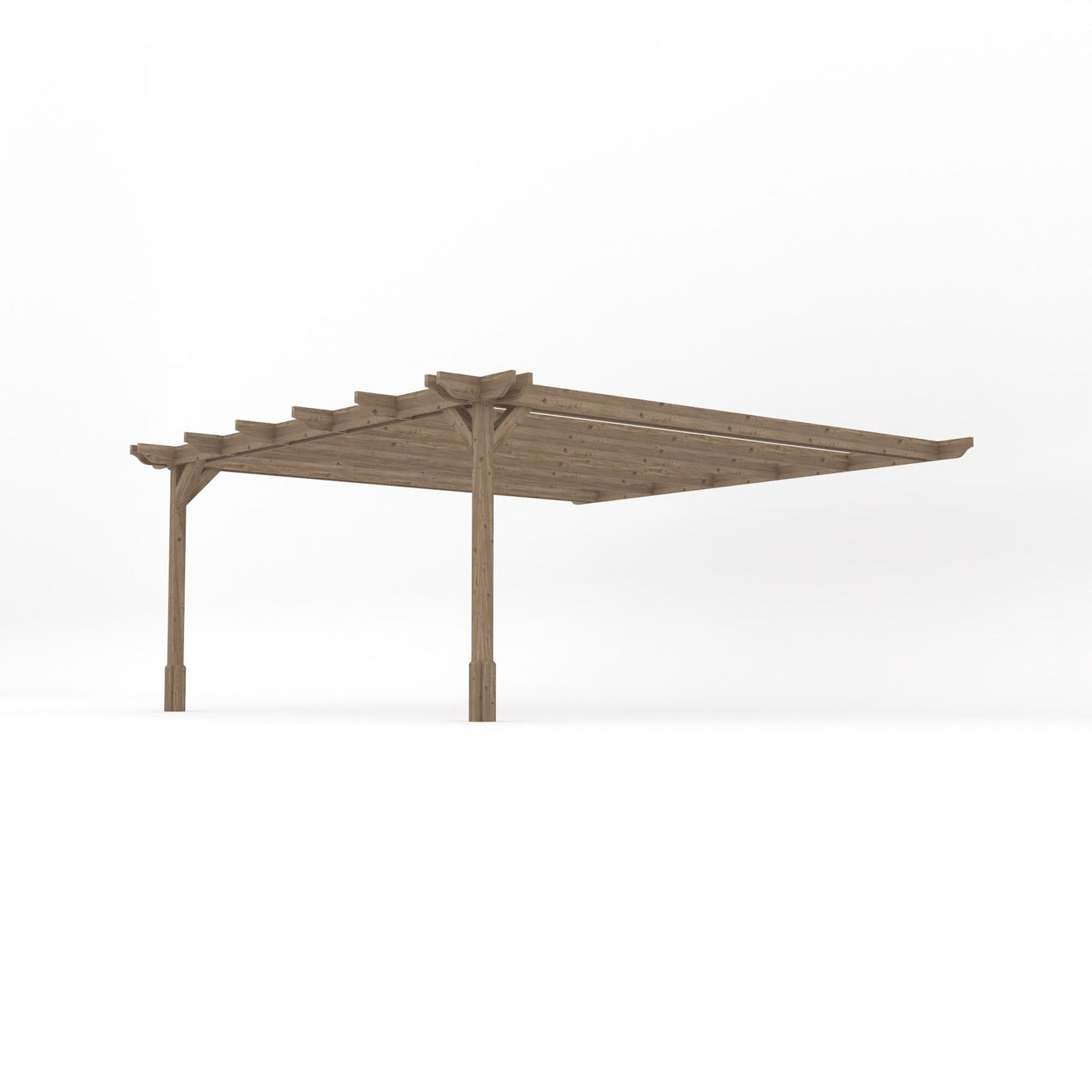 Wall Mounted Double Premium Pergola - Rustic Brown - 4.8m Depth x 4.8m Length - image 2