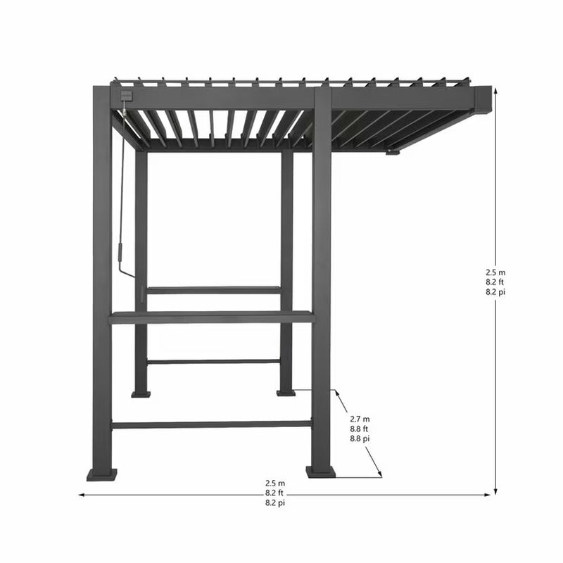 Adjustable Louvered Grill Pergola 8Ft 8" X 8Ft 2" (2.7 X 2.5M)