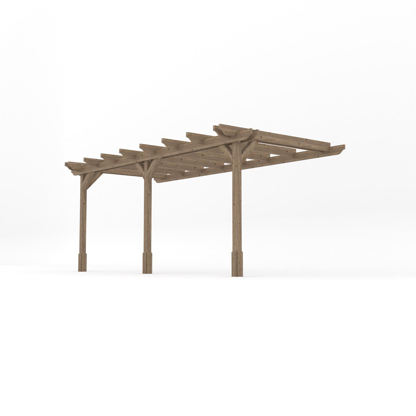 Wall Mounted Double Garden Pergola - Rustic Brown - 1.8m Depth x 5.4m Length - image 2