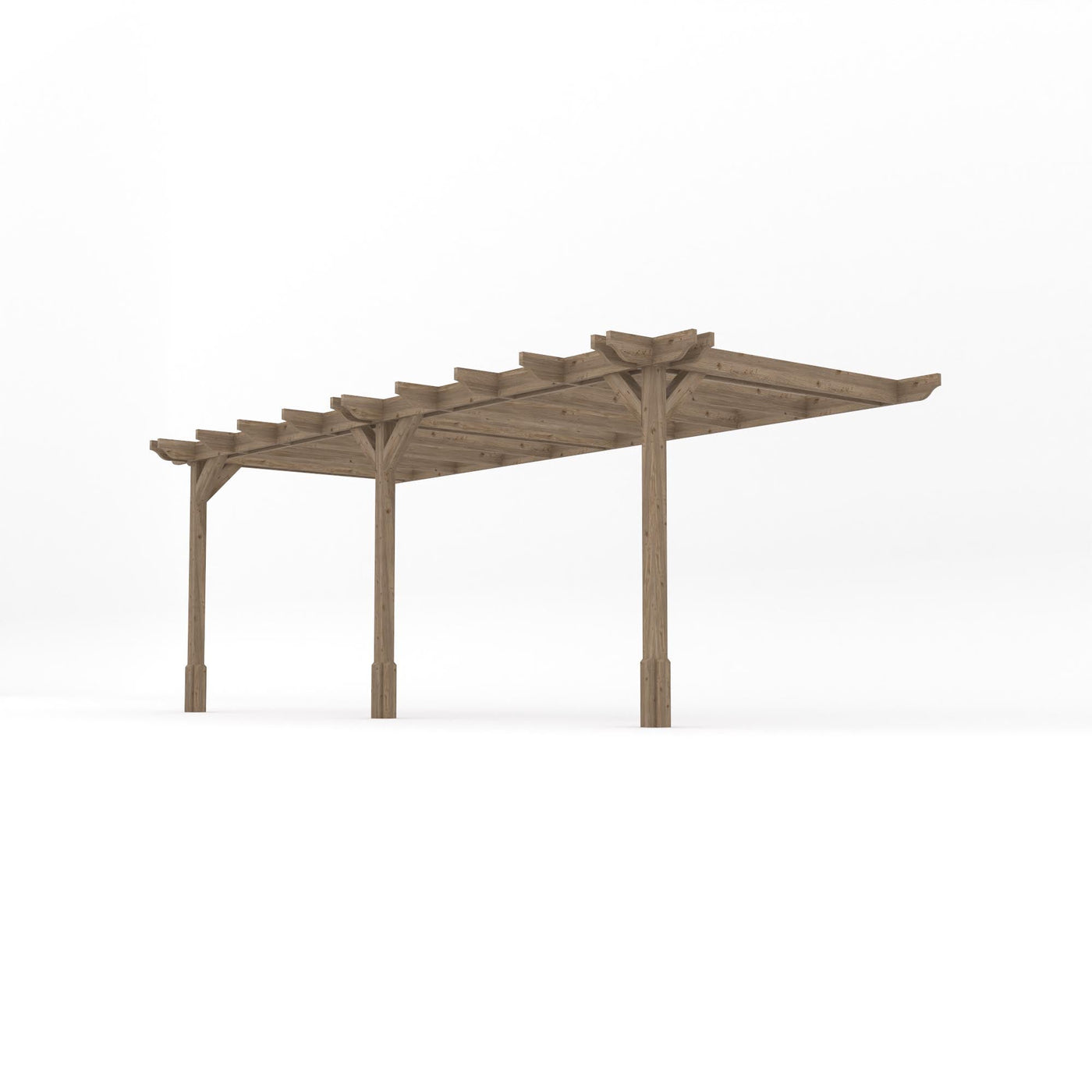 Wall Mounted Double Premium Pergola - Rustic Brown - 4.8m Depth x 6m Length - image 2
