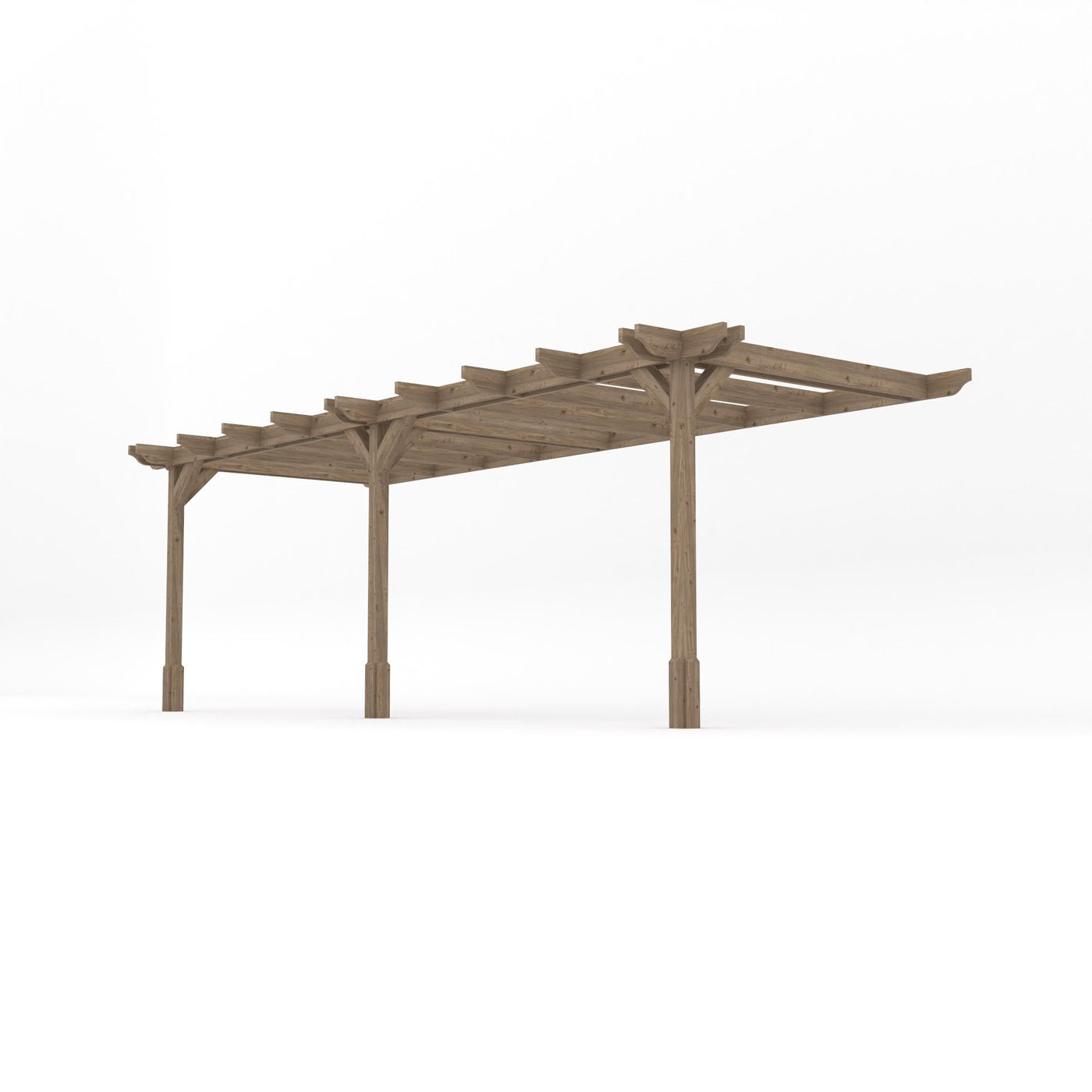 Wall Mounted Double Premium Pergola - Rustic Brown - 3m Depth x 6.6m Length - image 2