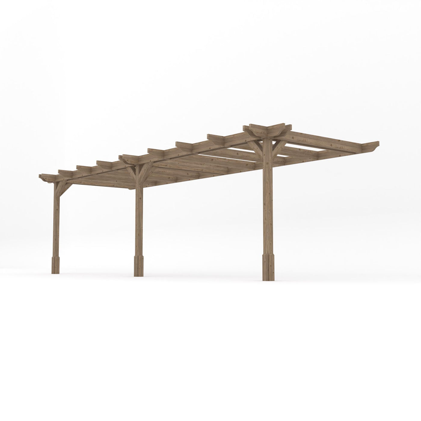Wall Mounted Double Premium Pergola - Rustic Brown - 1.8m Depth x 7.2m Length - image 2