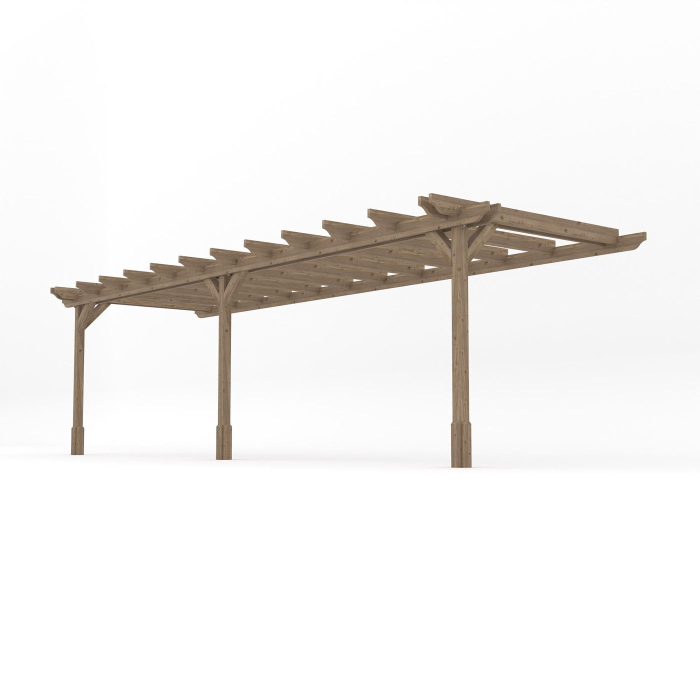 Wall Mounted Double Garden Pergola - Rustic Brown - 1.8m Depth x 7.8m Length - image 2