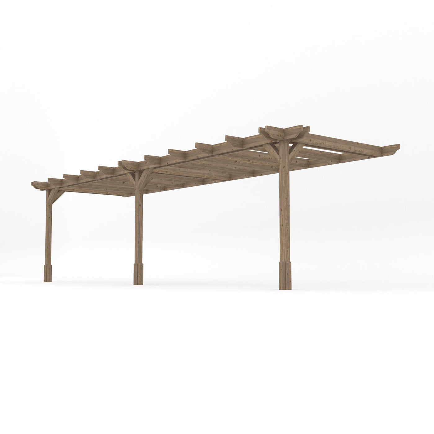 Wall Mounted Double Premium Pergola - Rustic Brown - 4.8m Depth x 7.8m Length - image 2