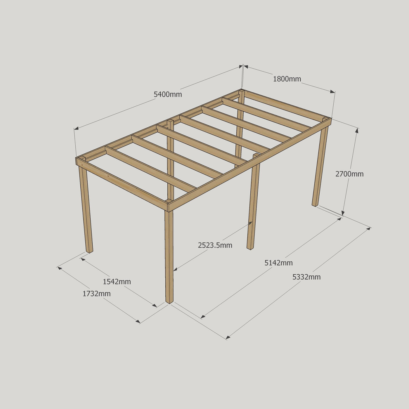 Freestanding Box Pergola - Light Green - 1.8m Width x 5.4m Length - image 18