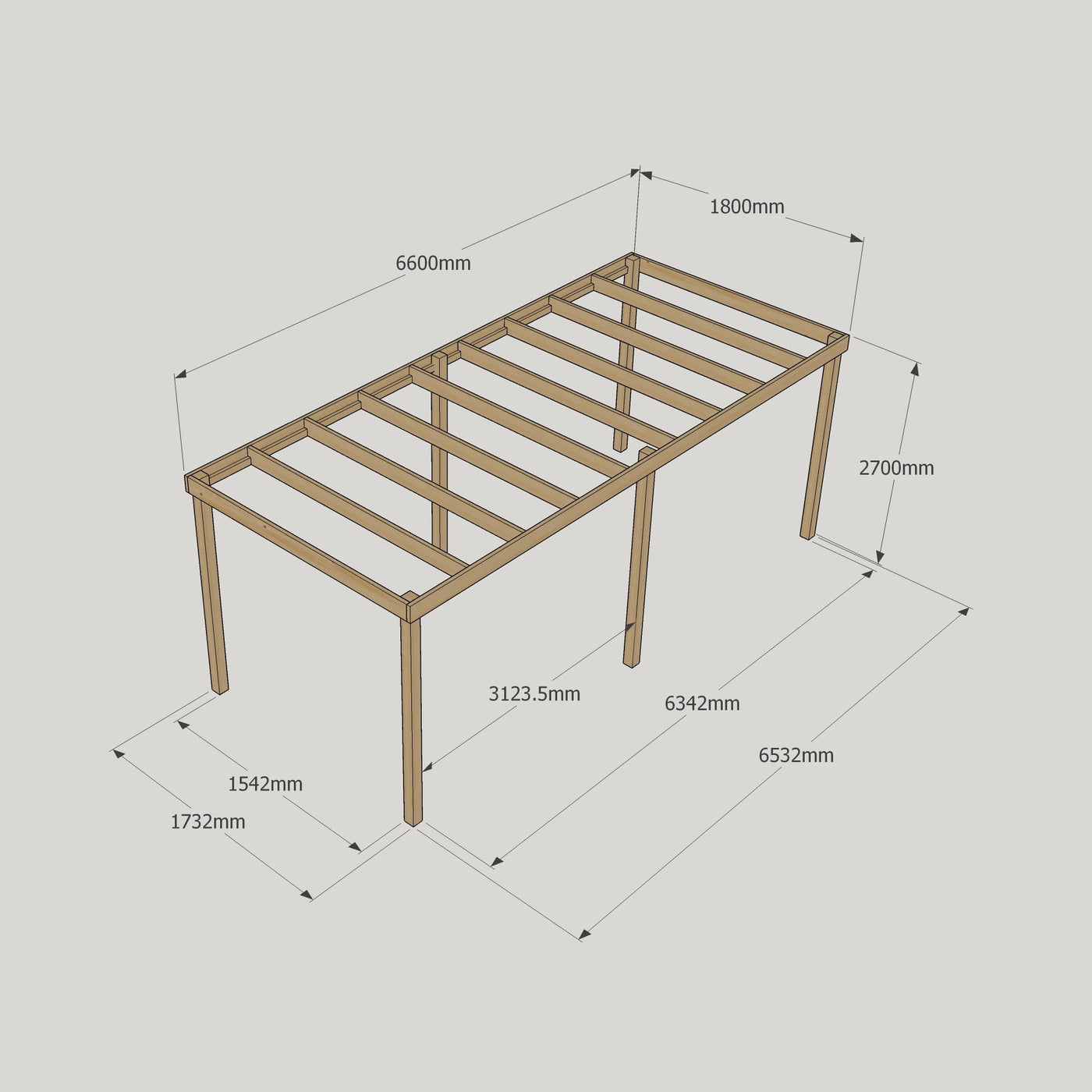 Freestanding Box Pergola - Light Green - 1.8m Width x 6.6m Length - image 18