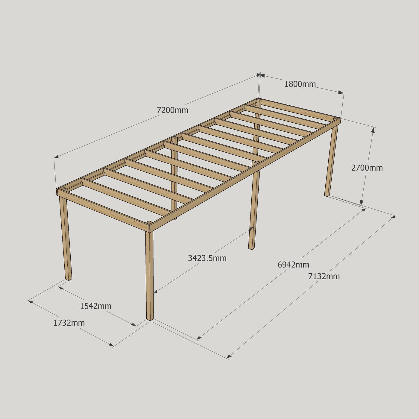 Freestanding Box Pergola - Light Green - 1.8m Width x 7.2m Length - image 18