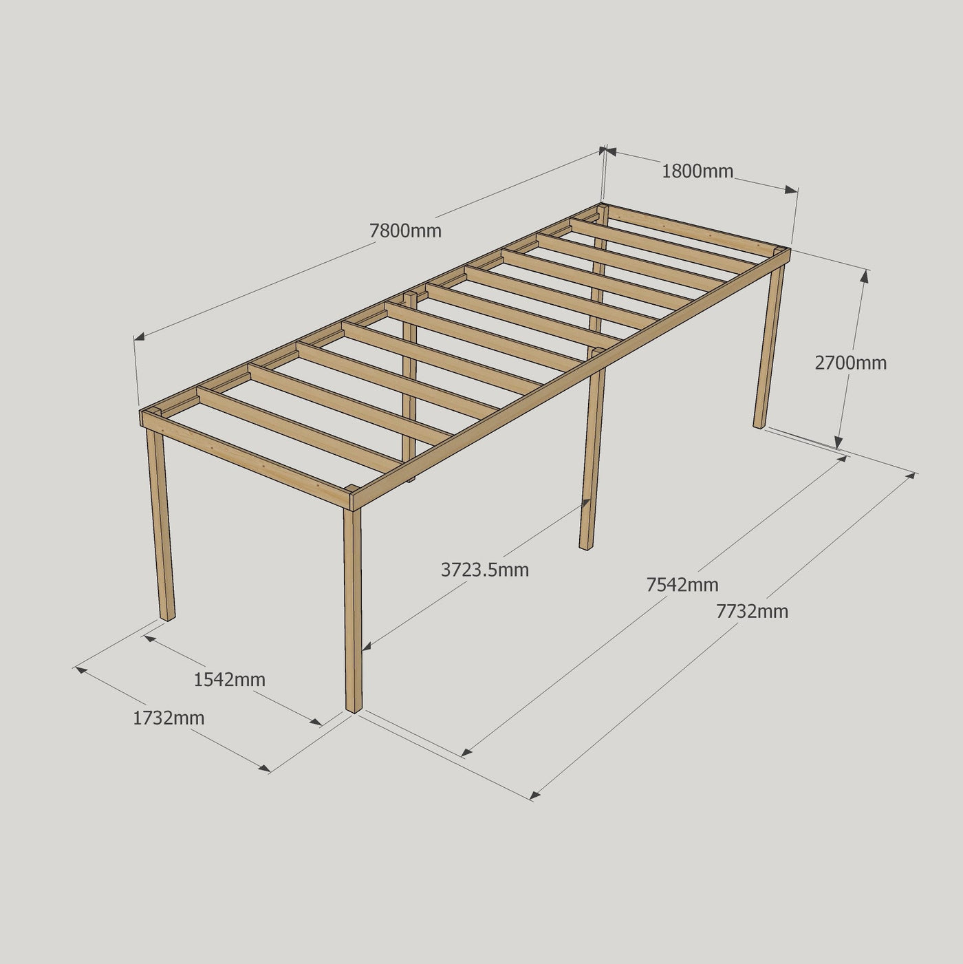 Freestanding Box Pergola - Light Green - 1.8m Width x 7.8m Length - image 18