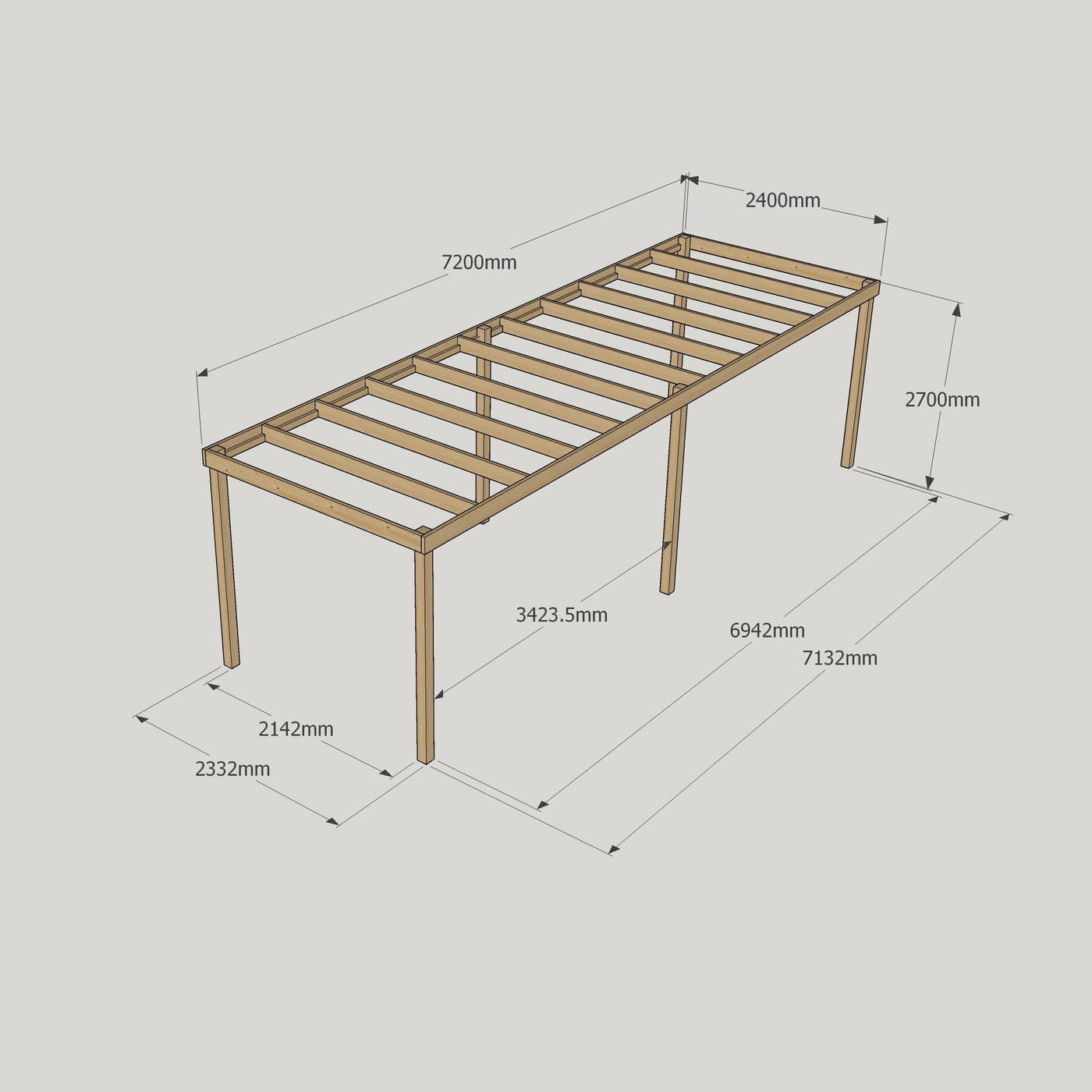 Freestanding Box Pergola - Light Green - 2.4m Width x 7.2m Length - image 18