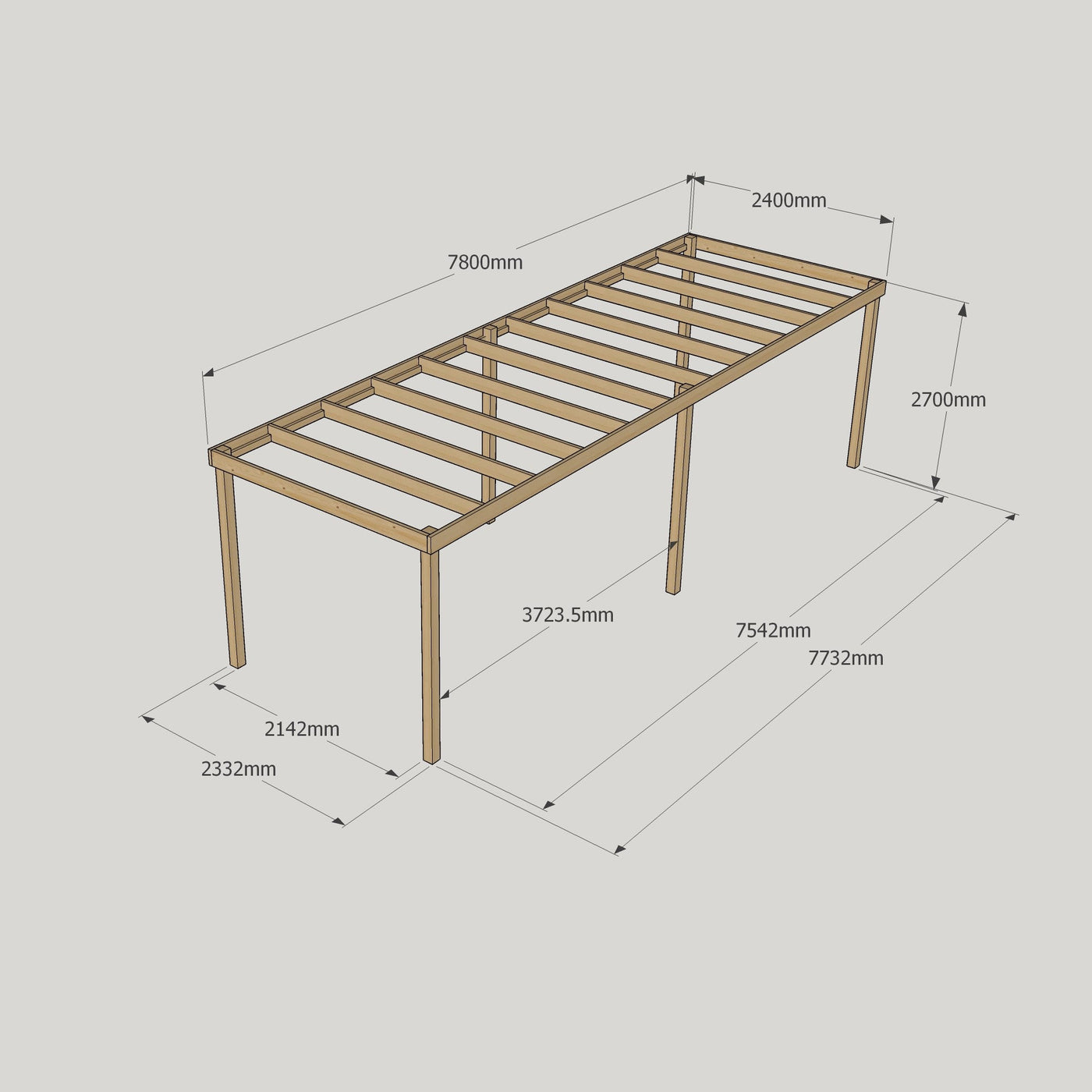 Freestanding Box Pergola - Light Green - 2.4m Width x 7.8m Length - image 18