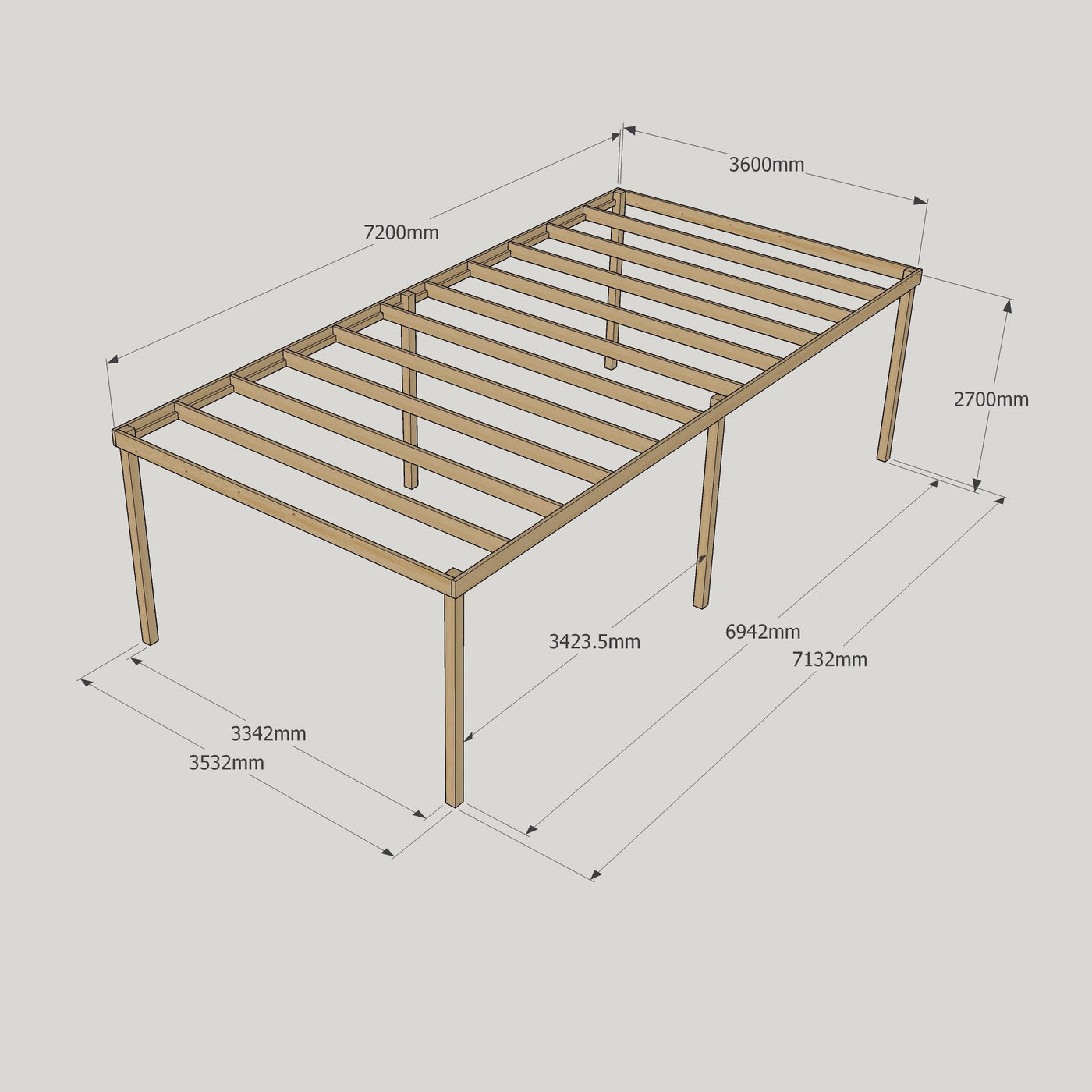 Freestanding Box Pergola - Light Green - 3.6m Width x 7.2m Length - image 17