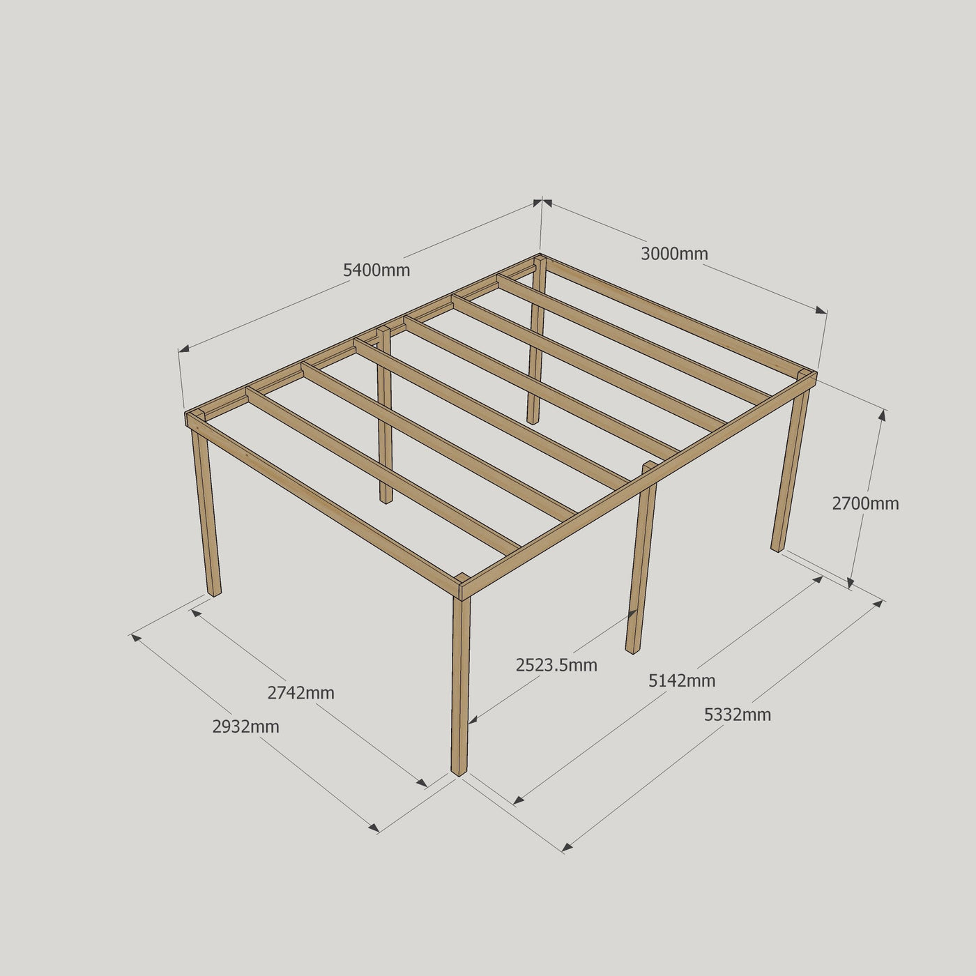 Freestanding Box Pergola - Rustic Brown - 3m Width x 5.4m Length - image 10