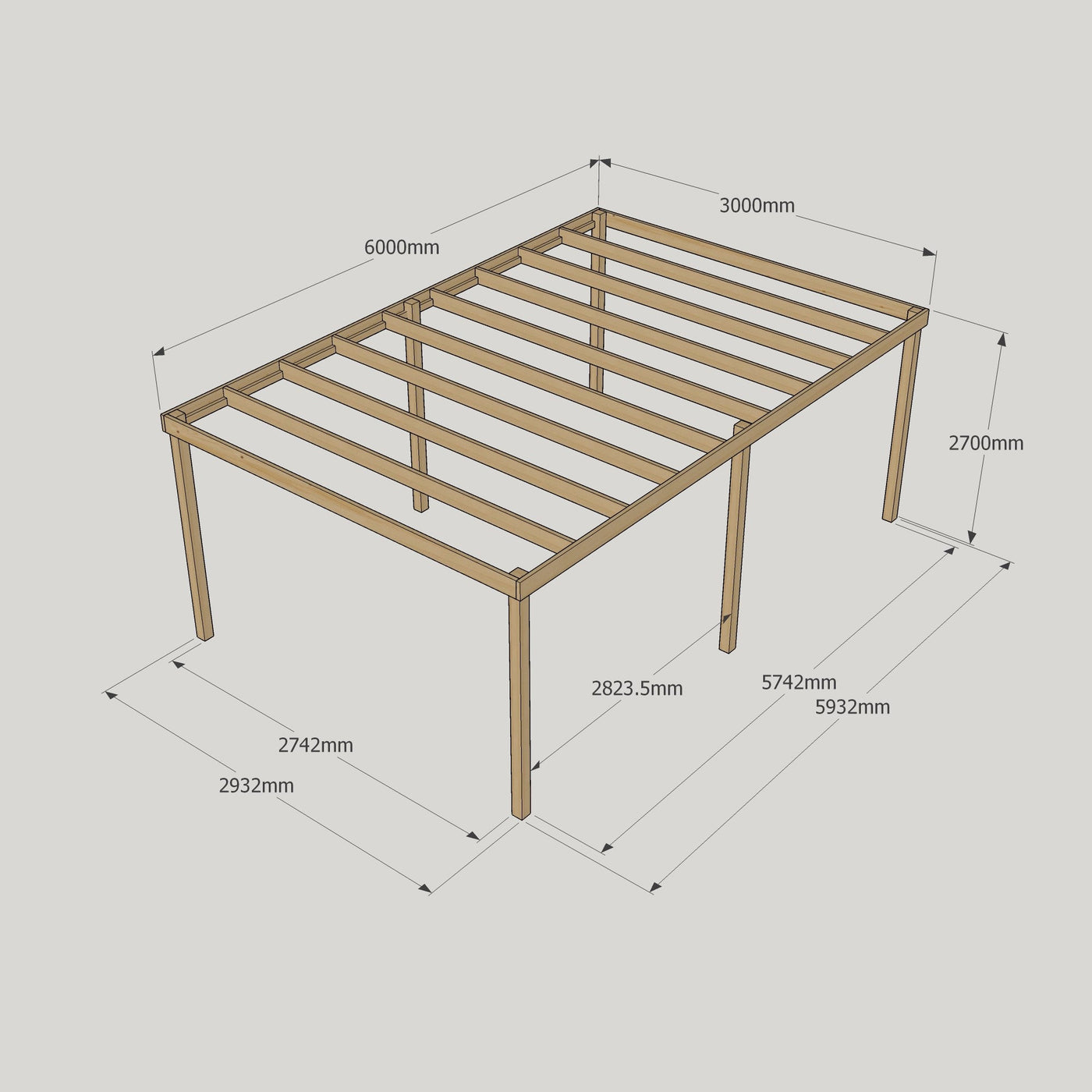 Freestanding Box Pergola - Light Green - 3m Width x 6m Length - image 17