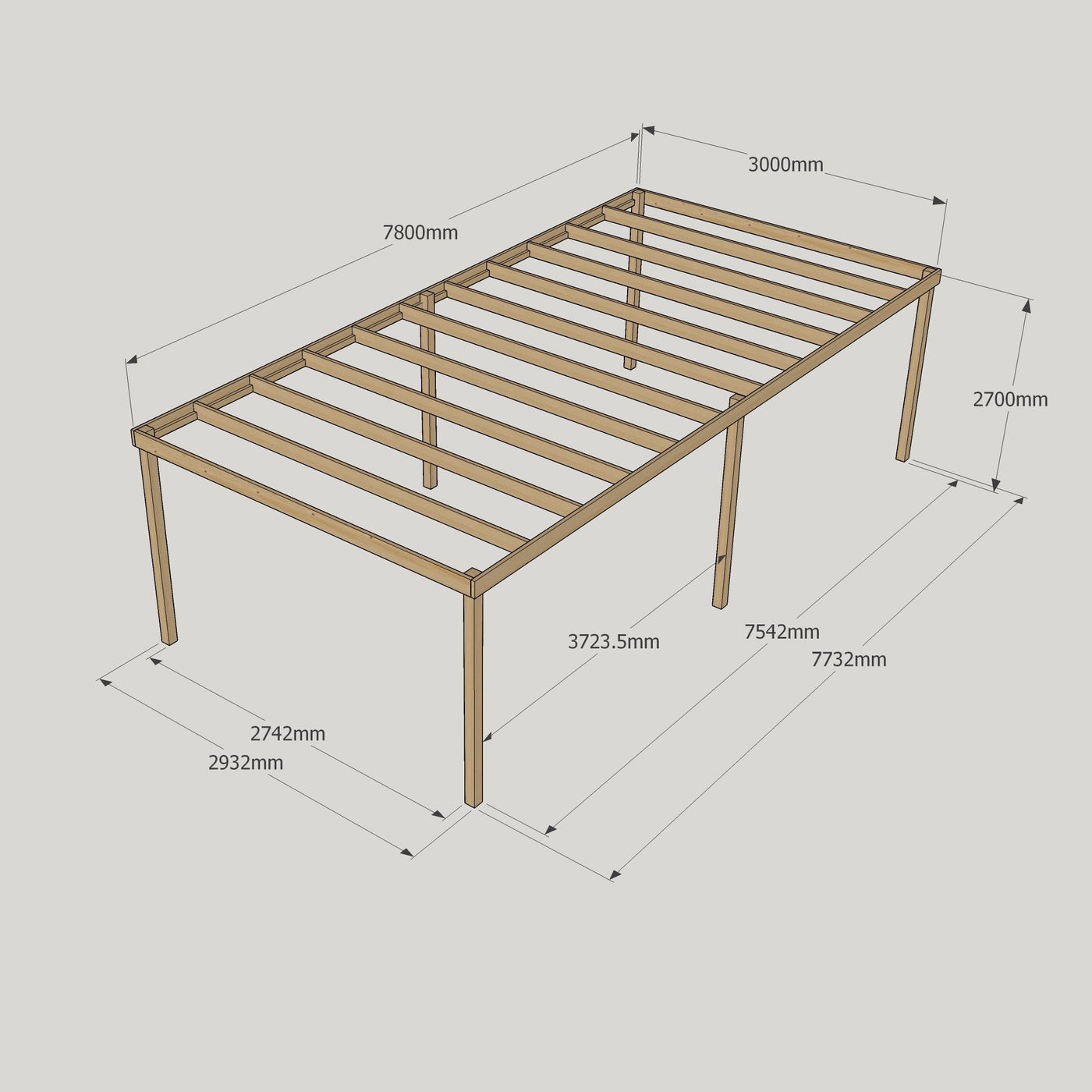 Freestanding Box Pergola - Light Green - 3m Width x 7.8m Length - image 17