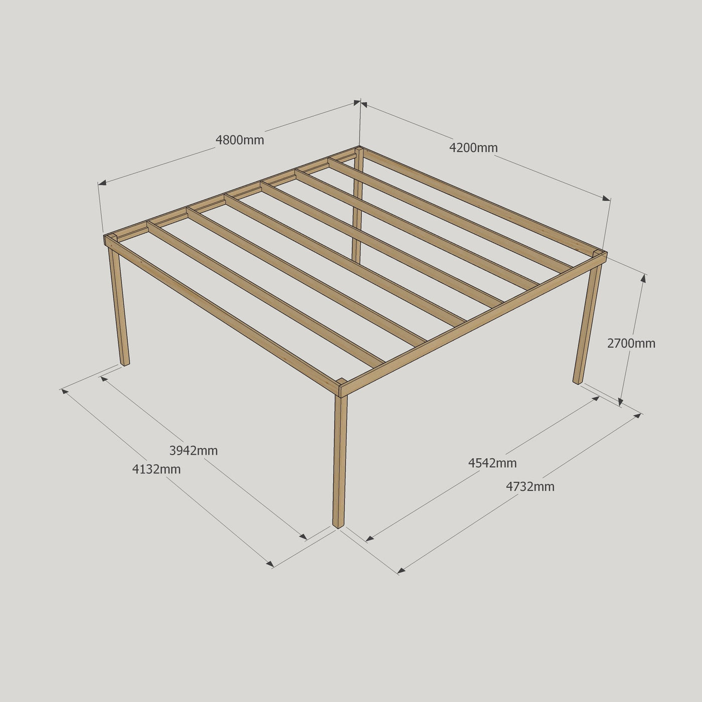 Freestanding Box Pergola - Rustic Brown - 4.2m Width x 4.8m Length - image 11