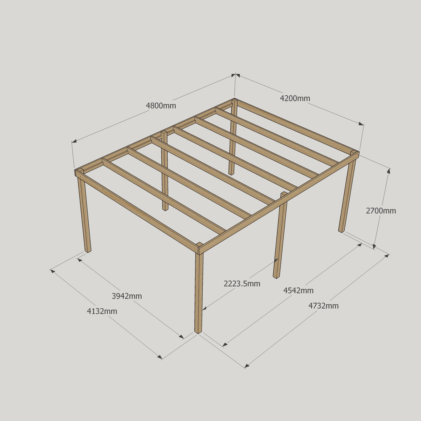 Freestanding Box Pergola - Light Green - 4.2m Width x 4.8m Length - image 18