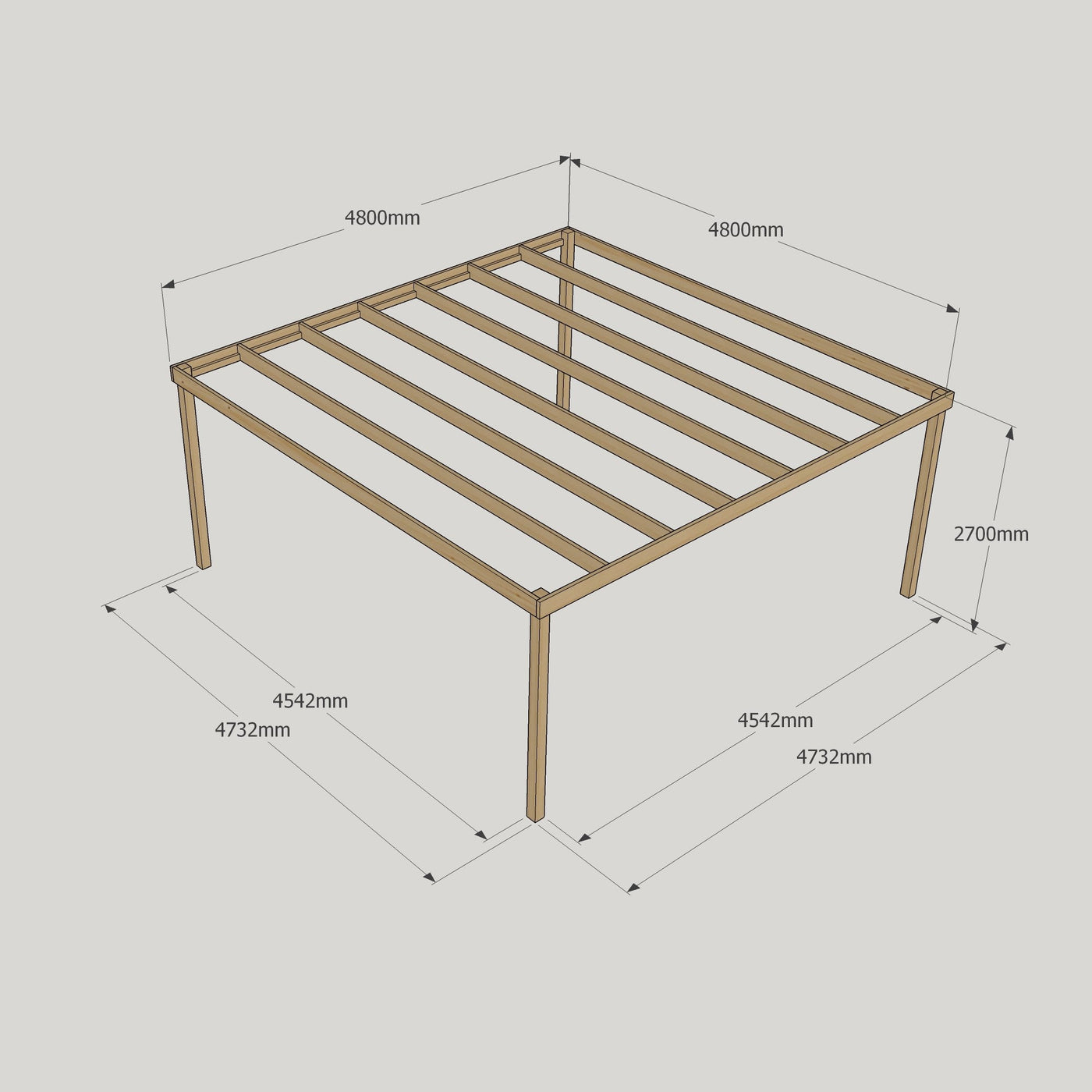 Freestanding Box Pergola - Light Green - 4.8m Width x 4.8m Length - image 18