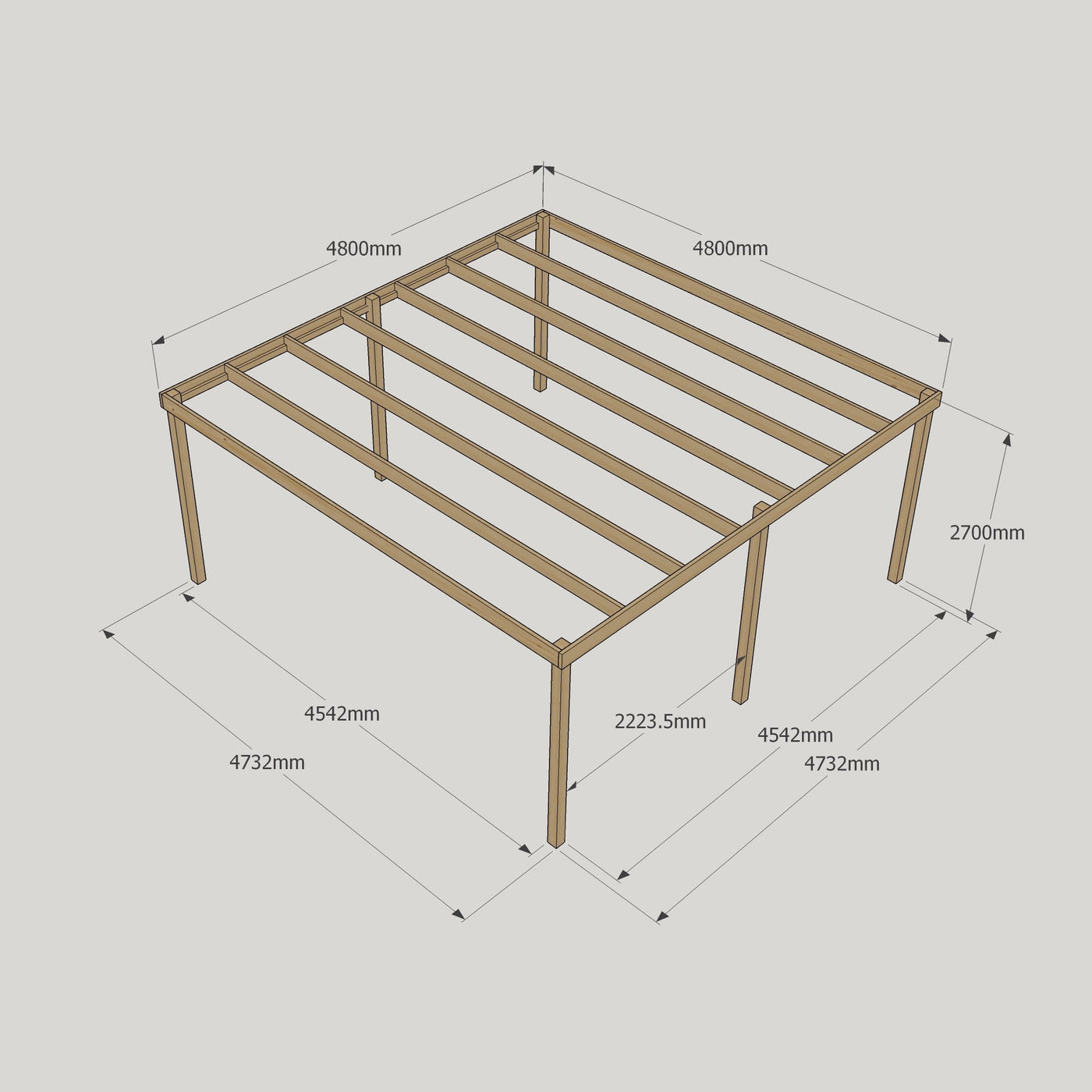 Freestanding Box Pergola - Light Green - 4.8m Width x 4.8m Length - image 17