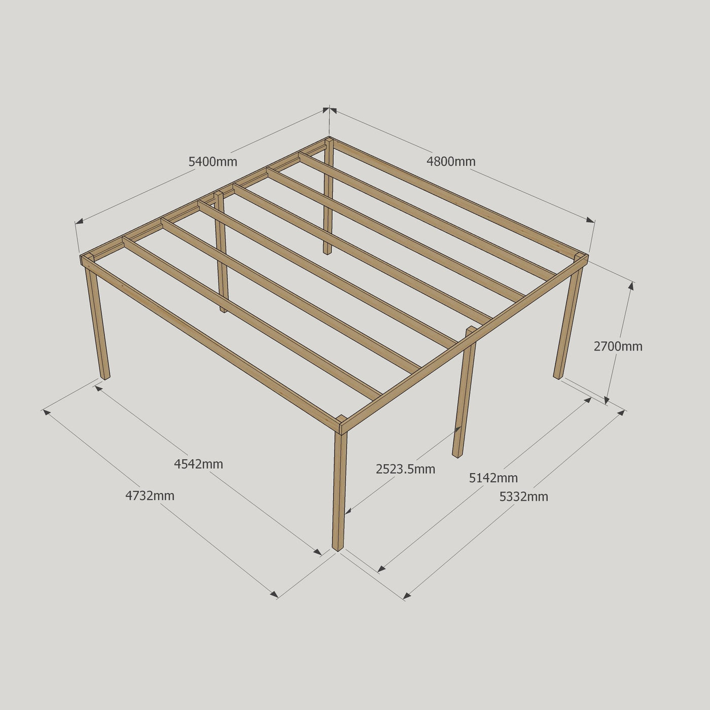 Freestanding Box Pergola - Light Green - 4.8m Width x 5.4m Length - image 17