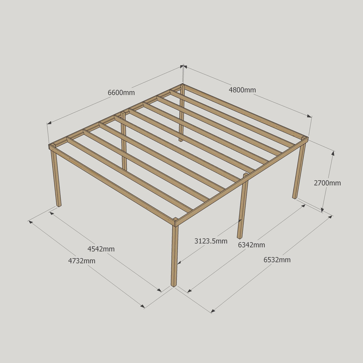 Freestanding Box Pergola - Light Green - 4.8m Width x 6.6m Length - image 17