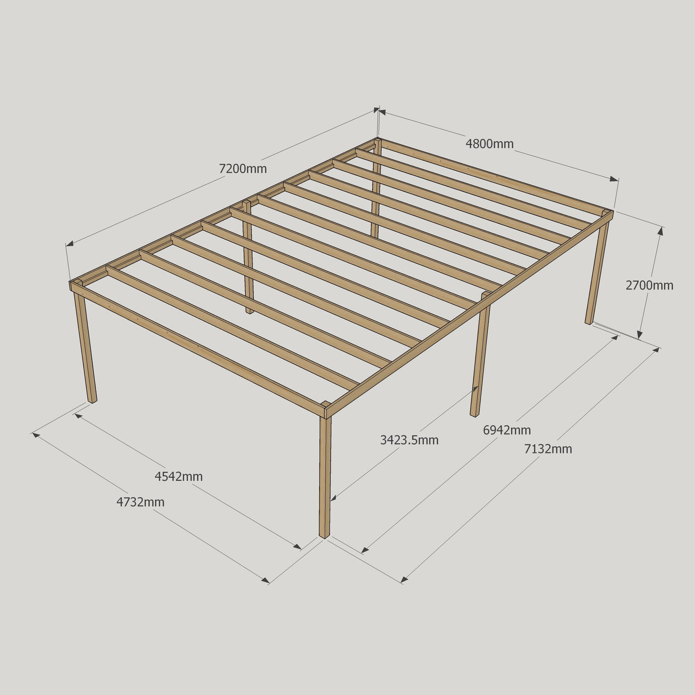 Freestanding Box Pergola - Light Green - 4.8m Width x 7.2m Length - image 17