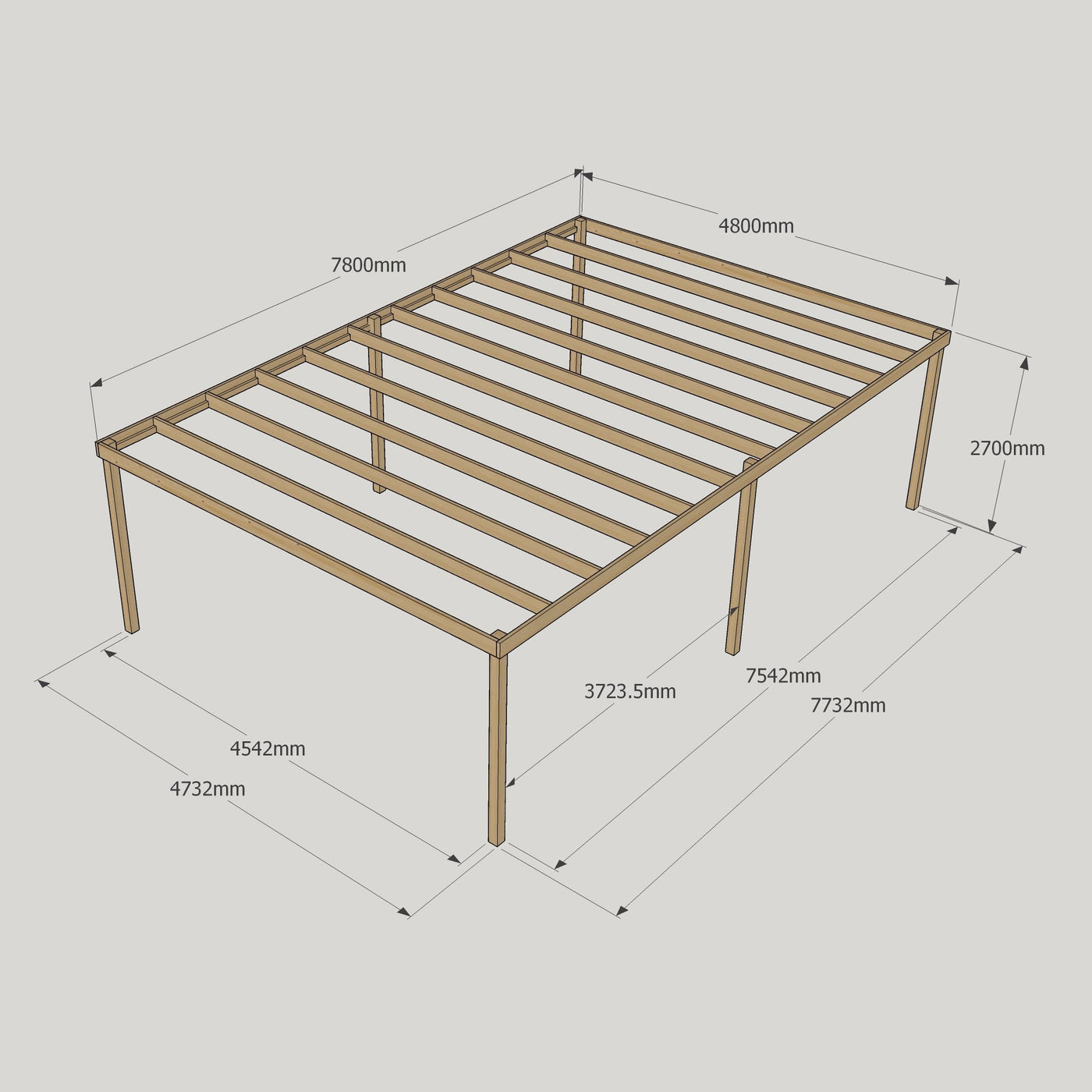 Freestanding Box Pergola - Rustic Brown - 4.8m Width x 7.8m Length - image 17
