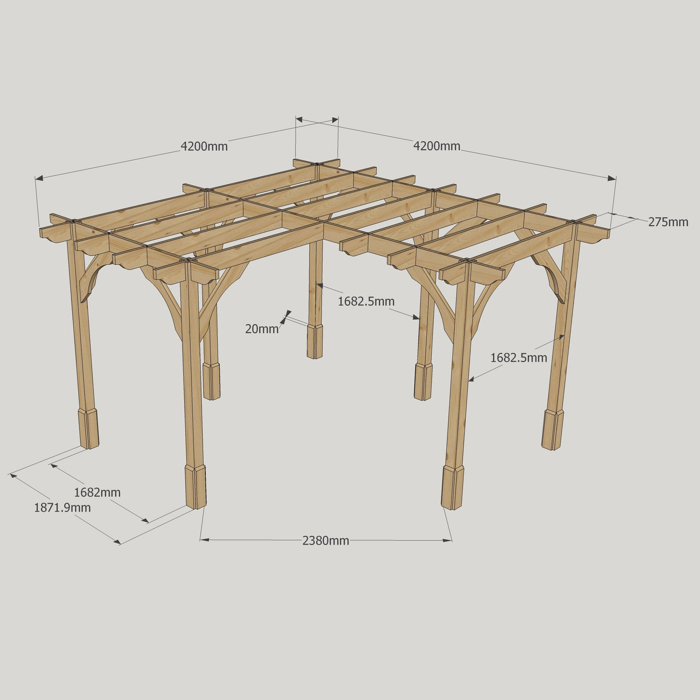 Freestanding Corner Premium Pergola - Light Green - 4.2m Width x 4.2m Length - image 10