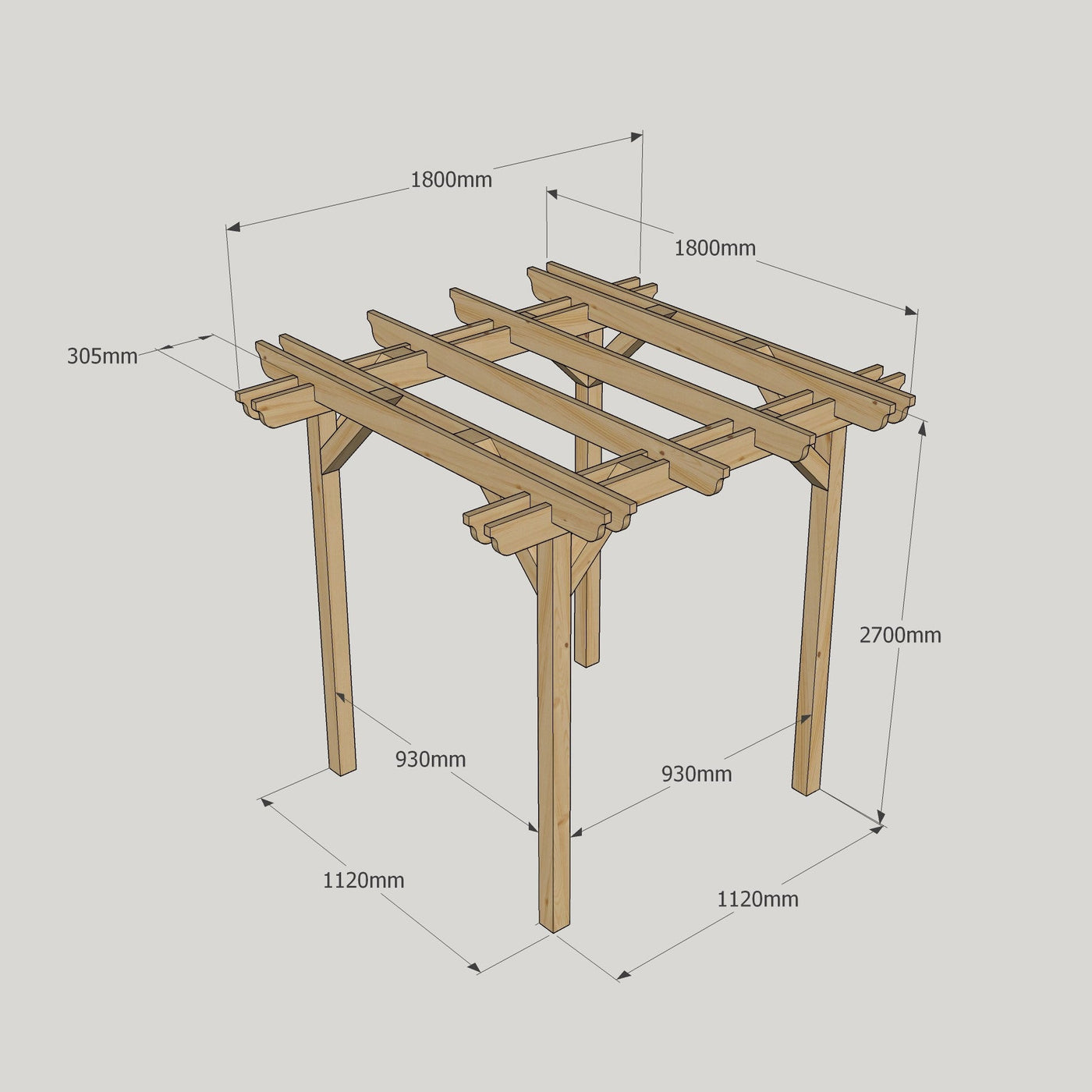 Freestanding Double Garden Pergola - Light Green - 1.8m Width x 1.8m Length - image 14
