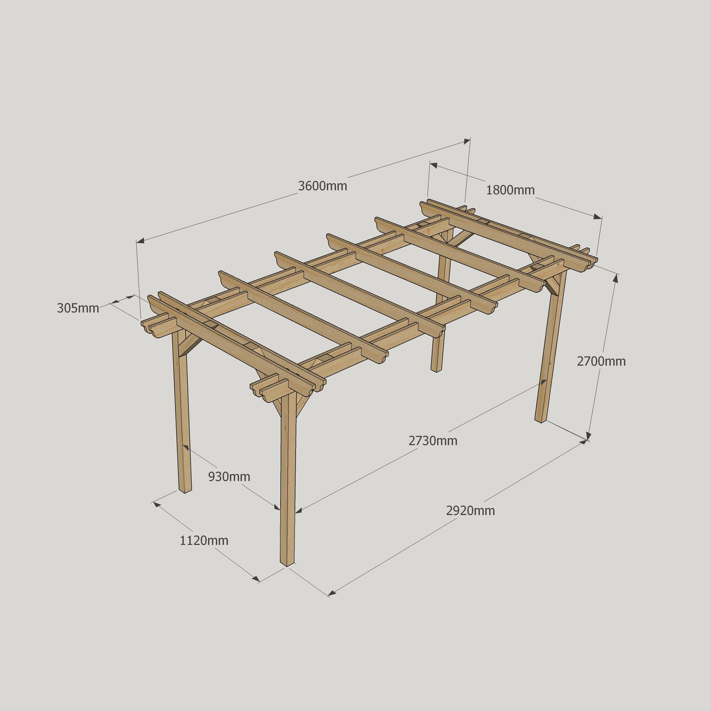 Freestanding Double Garden Pergola - Light Green - 1.8m Width x 3.6m Length - image 14