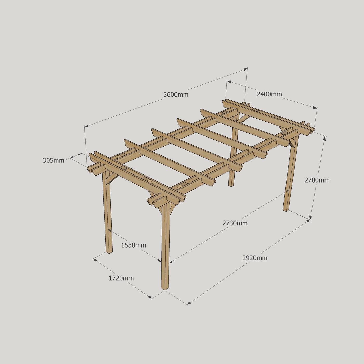 Freestanding Double Garden Pergola - Light Green - 2.4m Width x 3.6m Length - image 14