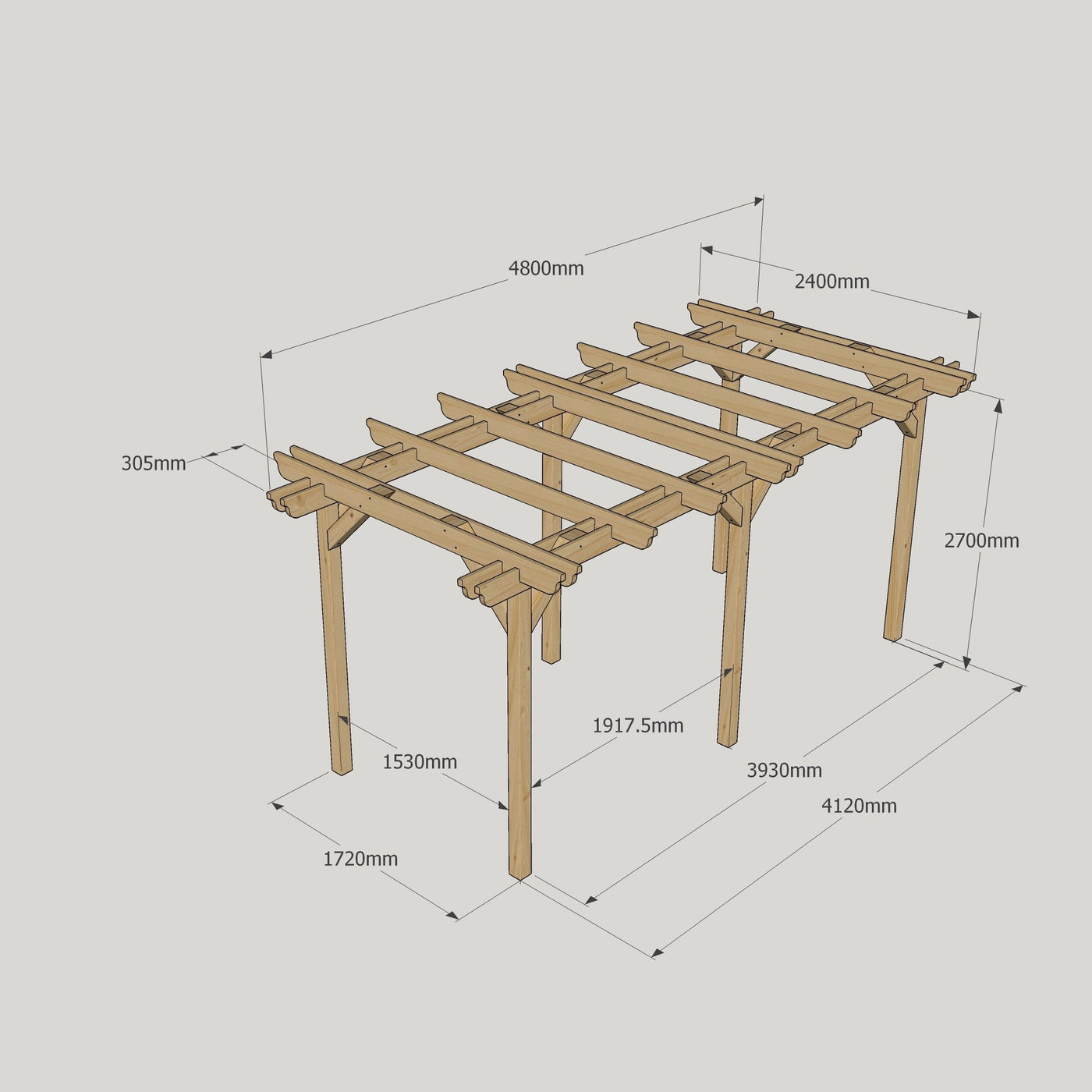 Freestanding Double Garden Pergola - Light Green - 2.4m Width x 4.8m Length - image 15