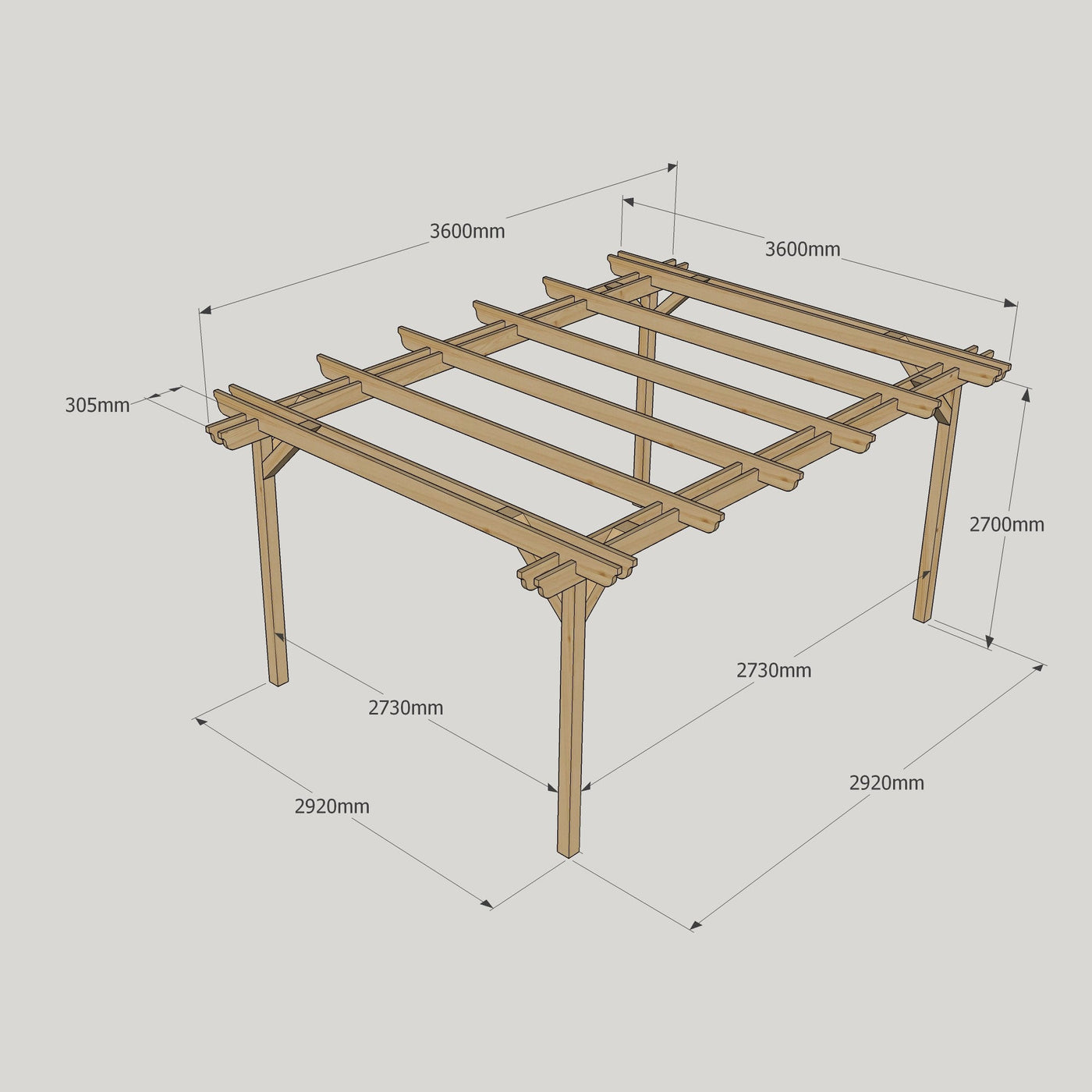 Freestanding Double Garden Pergola - Light Green - 3.6m Width x 3.6m Length - image 14