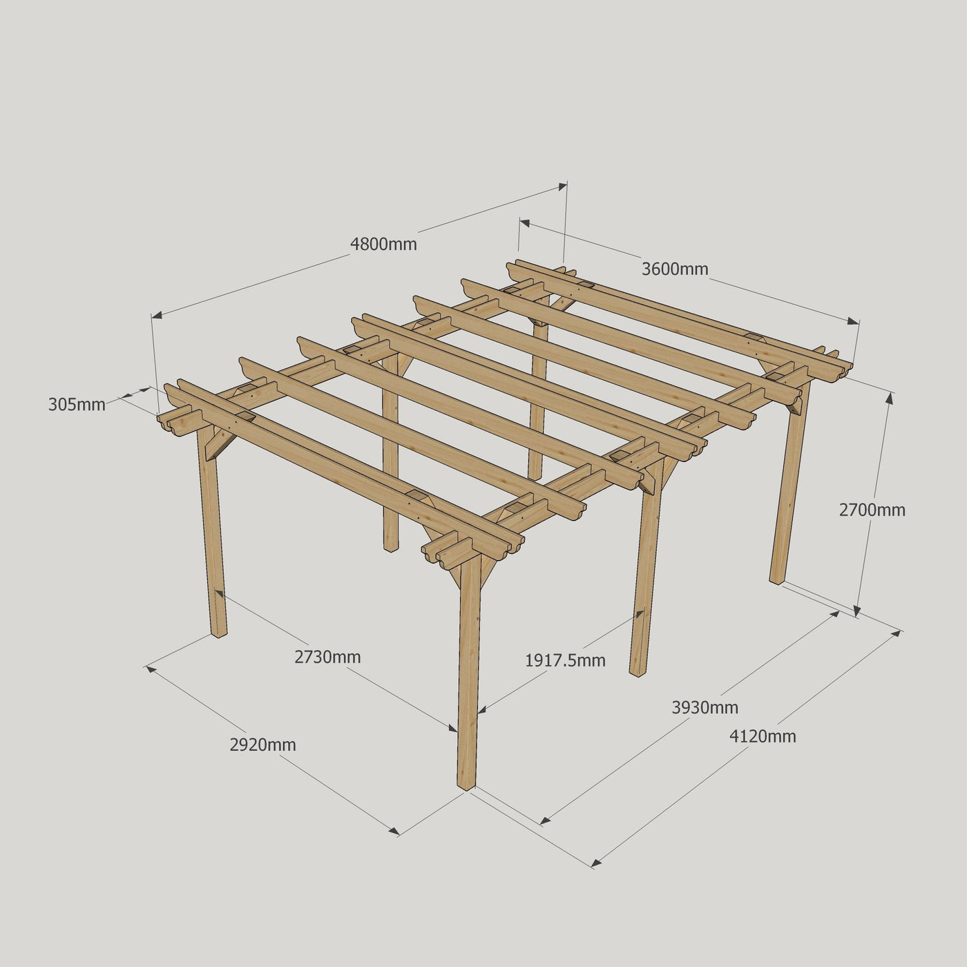 Freestanding Double Garden Pergola - Light Green - 3.6m Width x 4.8m Length - image 14