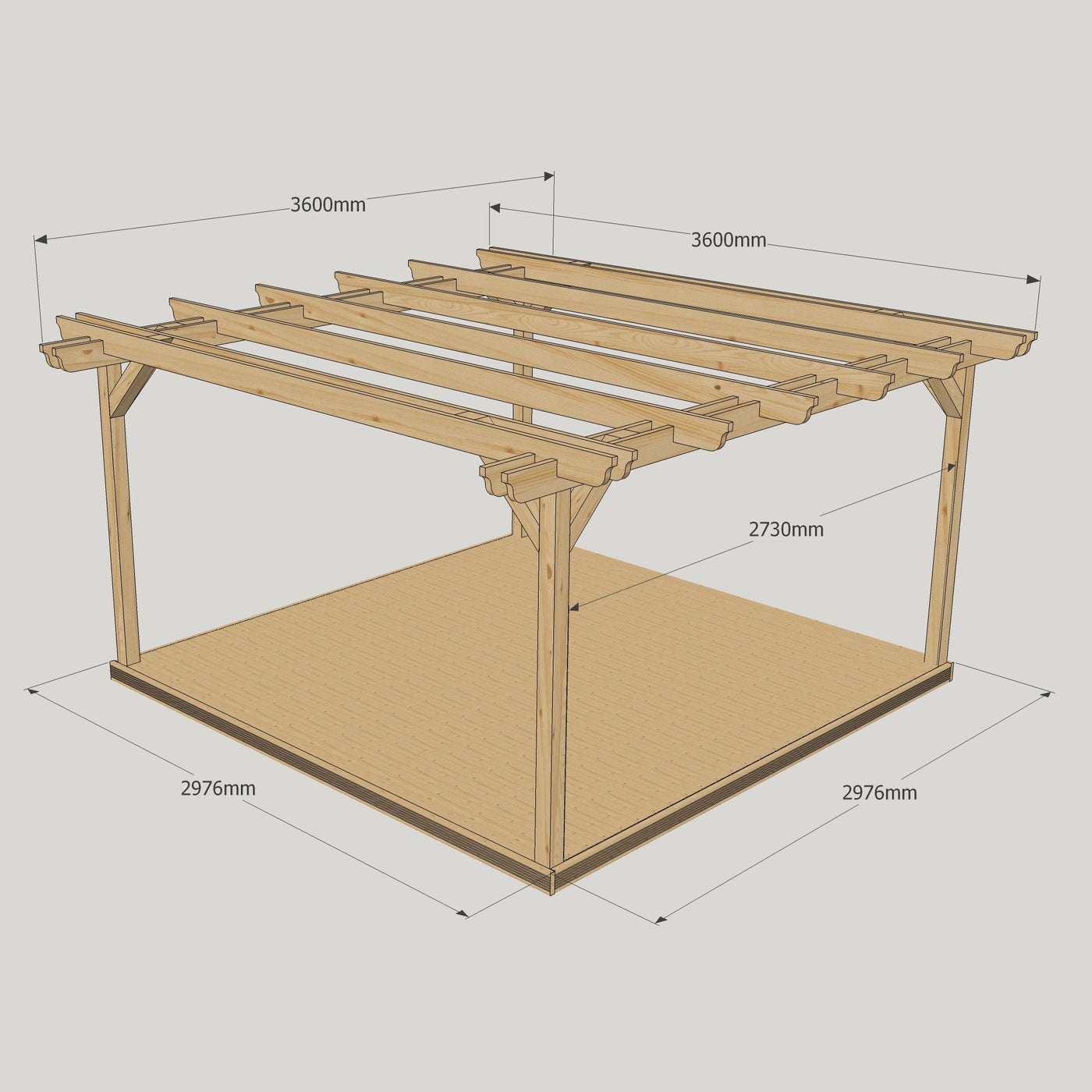 Freestanding Double Garden Pergola with Decking - Light Green - 3.6m Width x 3.6m Length - image 19
