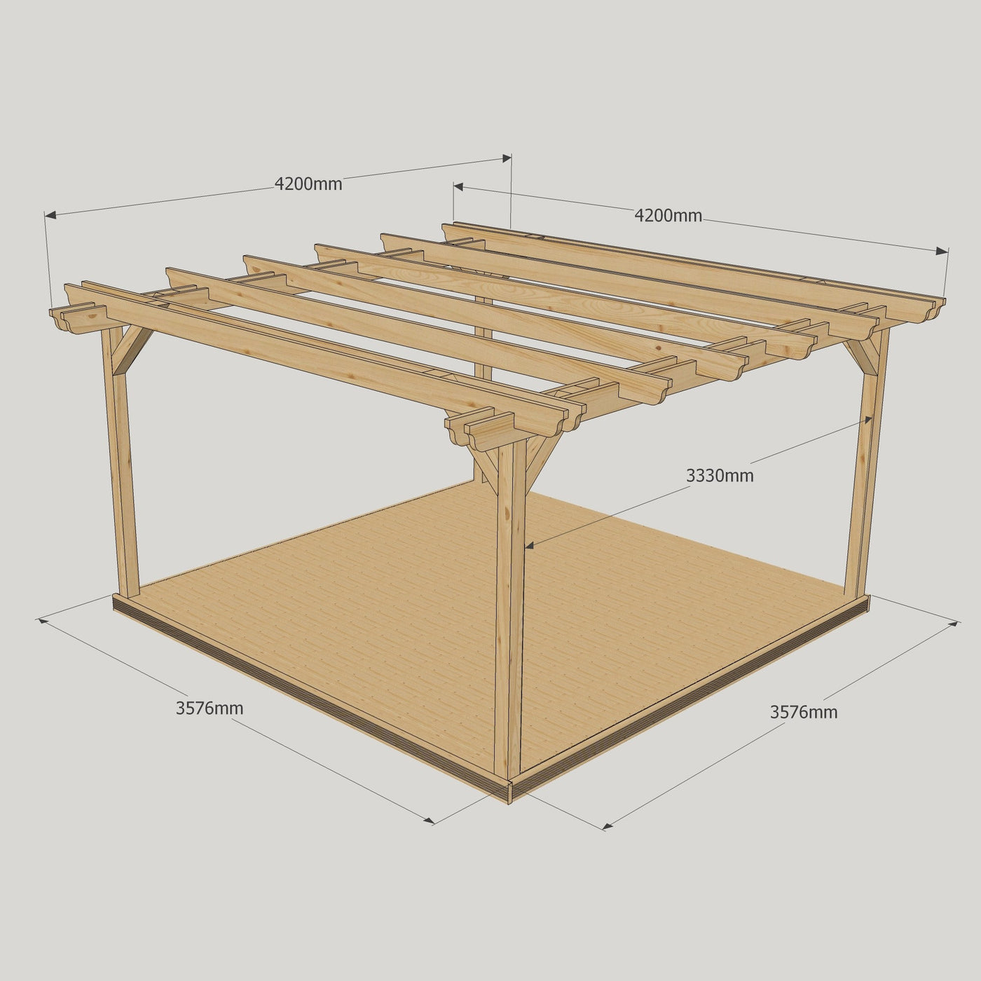 Freestanding Double Garden Pergola with Decking - Light Green - 4.2m Width x 4.2m Length - image 19