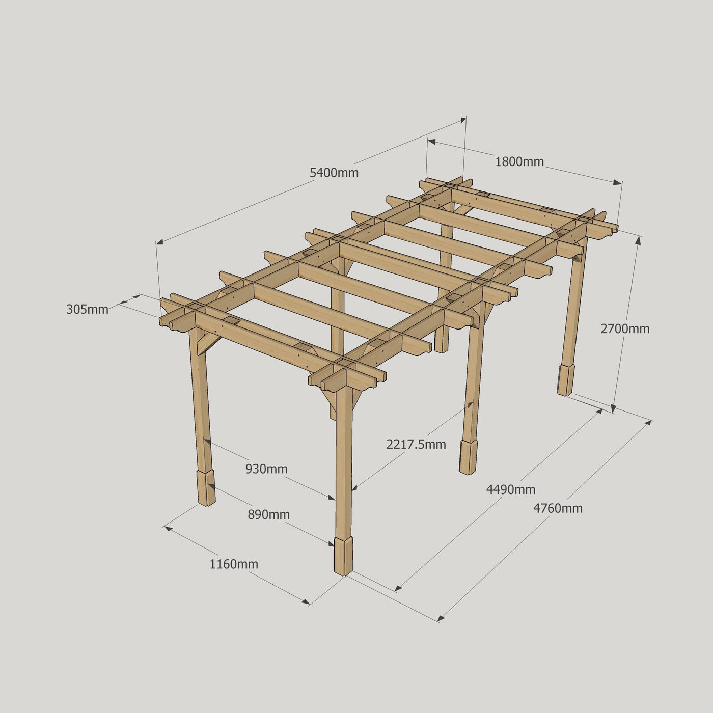 Freestanding Double Premium Pergola - Light Green - 1.8m Width x 5.4m Length - image 18