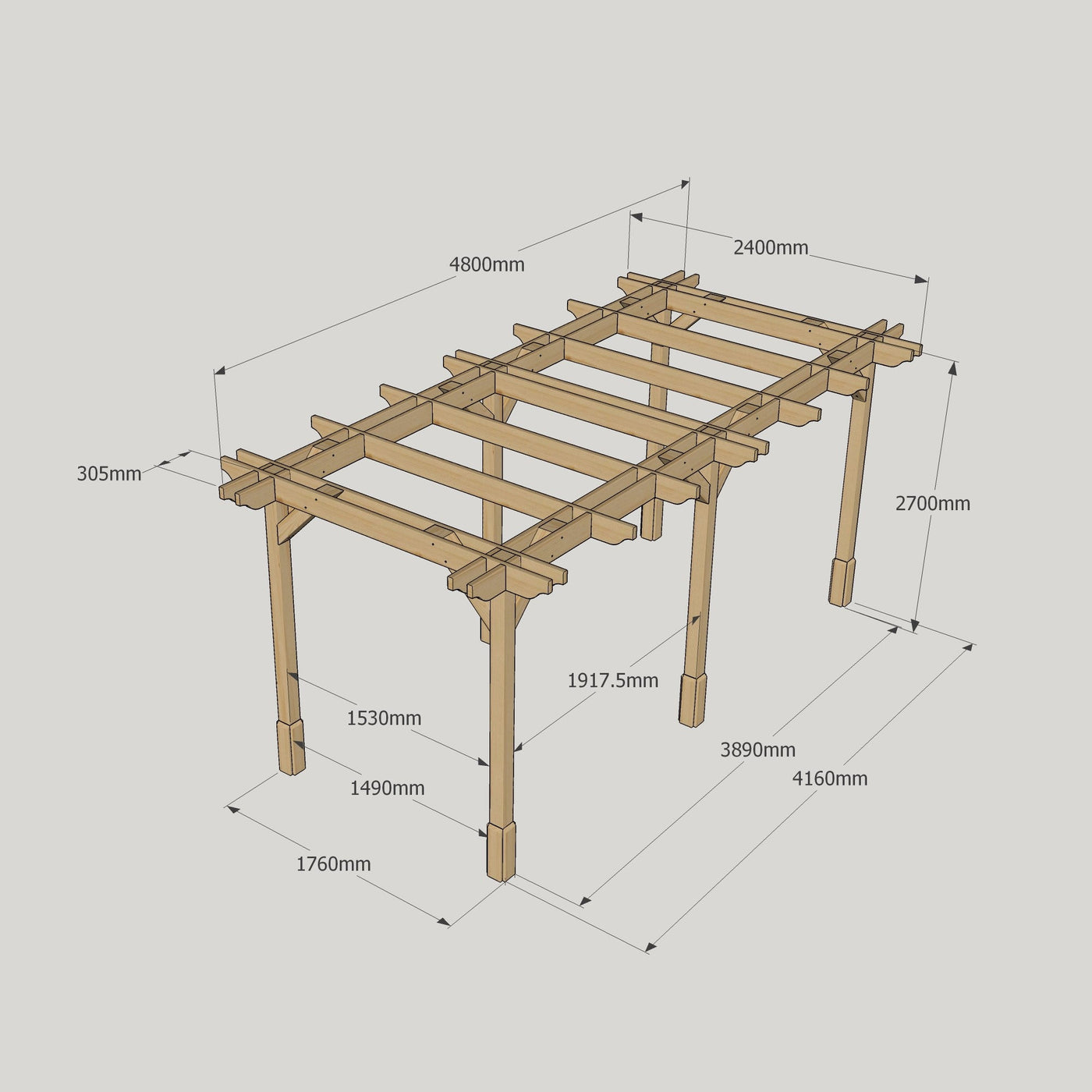 Freestanding Double Premium Pergola - Light Green - 2.4m Width x 4.8m Length - image 19